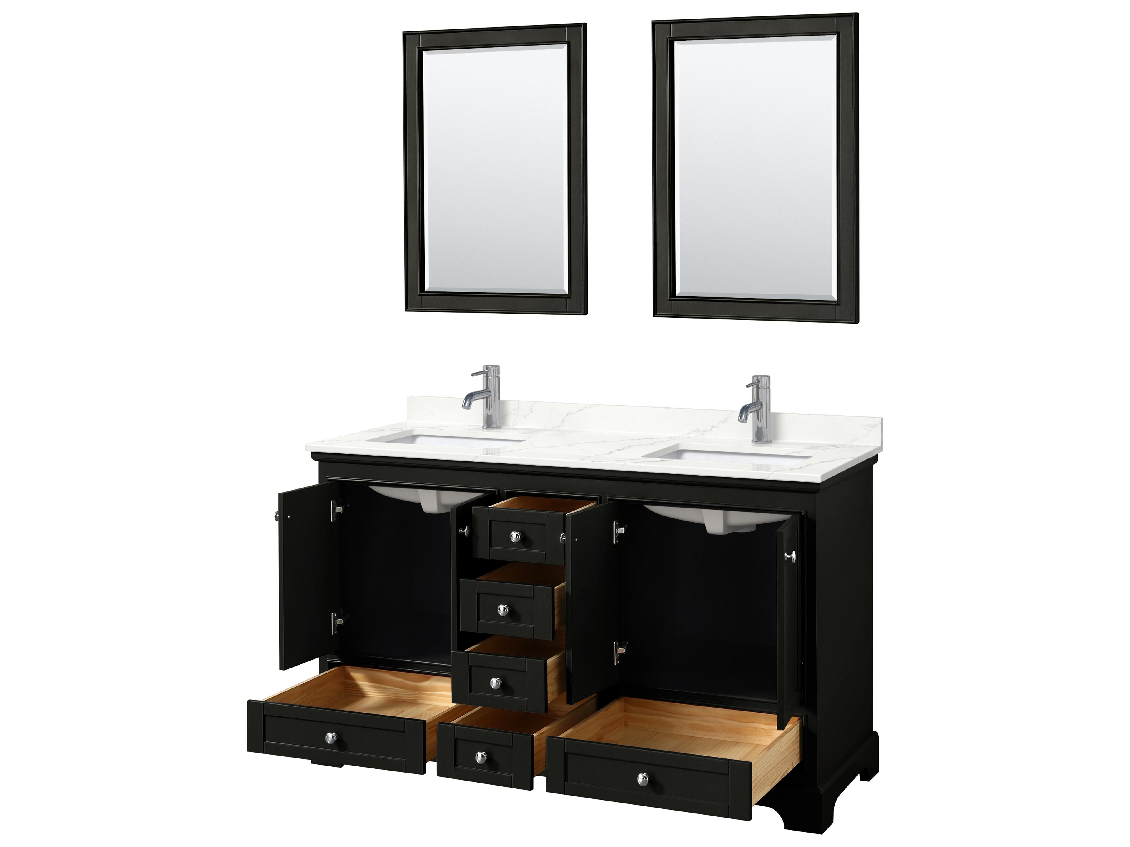 Wyndham Collection Deborah 60" Dark Espresso Vanity with 24" Mirror