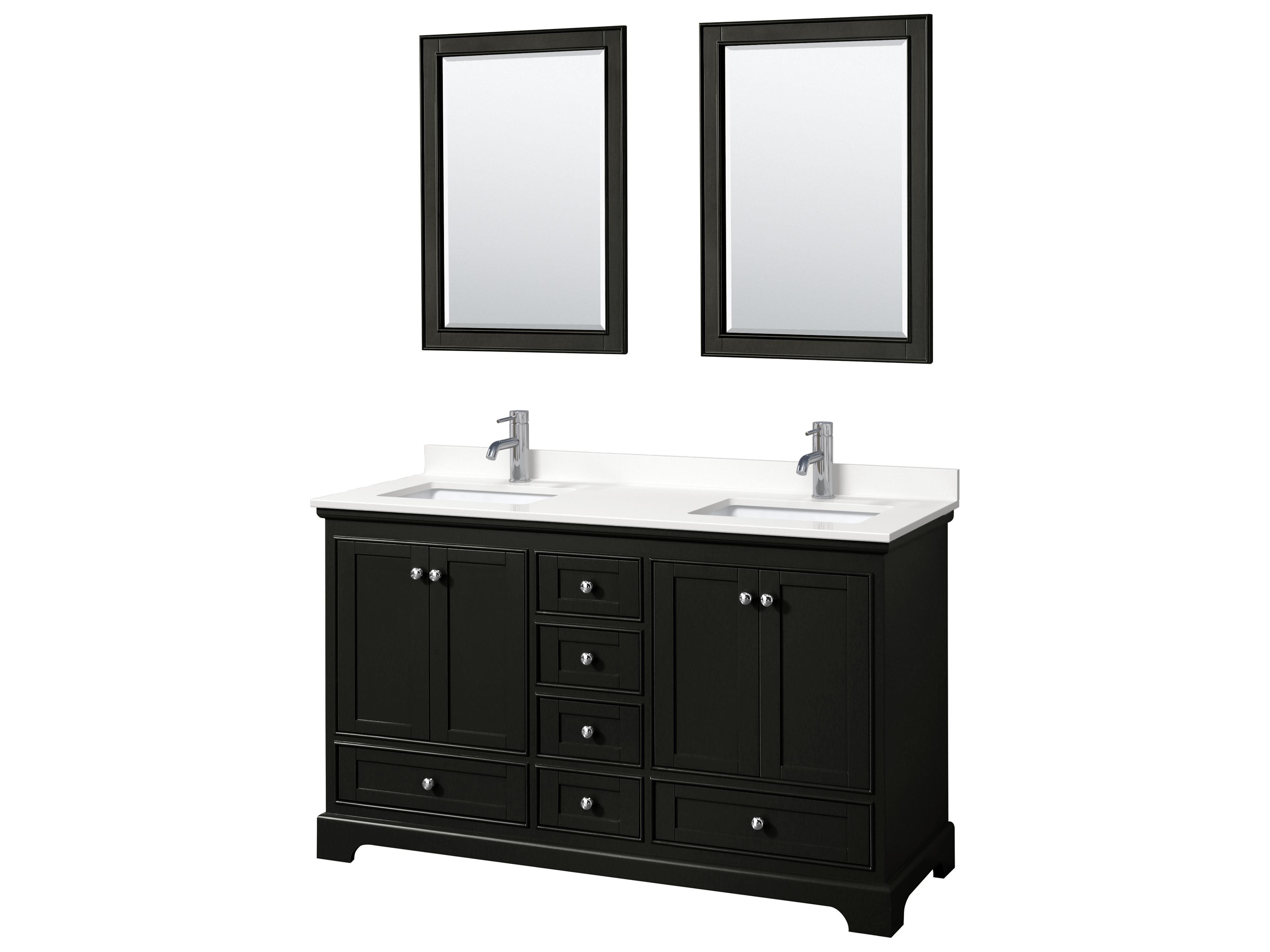 Wyndham Collection Deborah 60" Dark Espresso Vanity with 24" Mirror