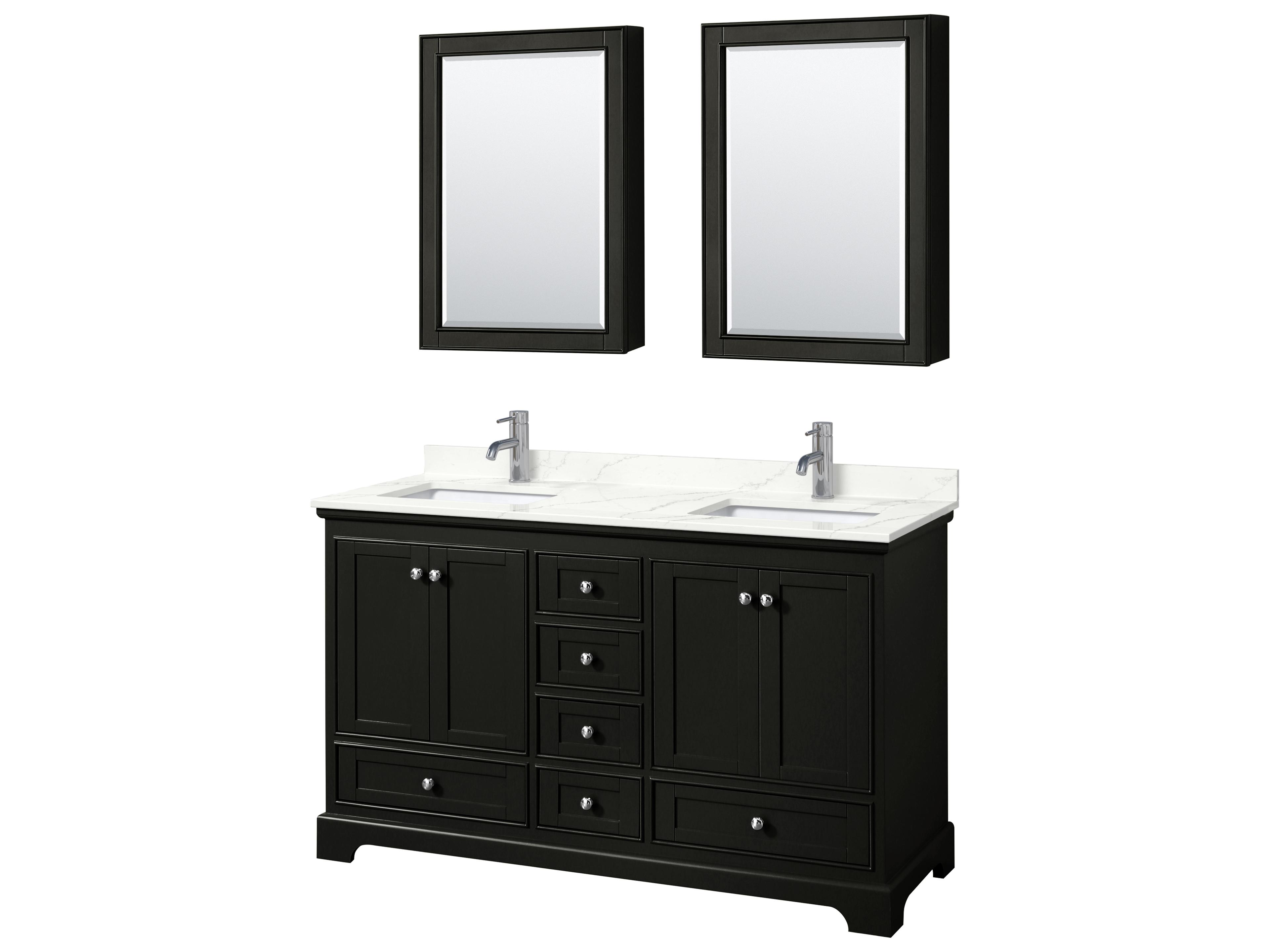 Deborah 60" Dark Espresso Vanity with Medicine Cabinet