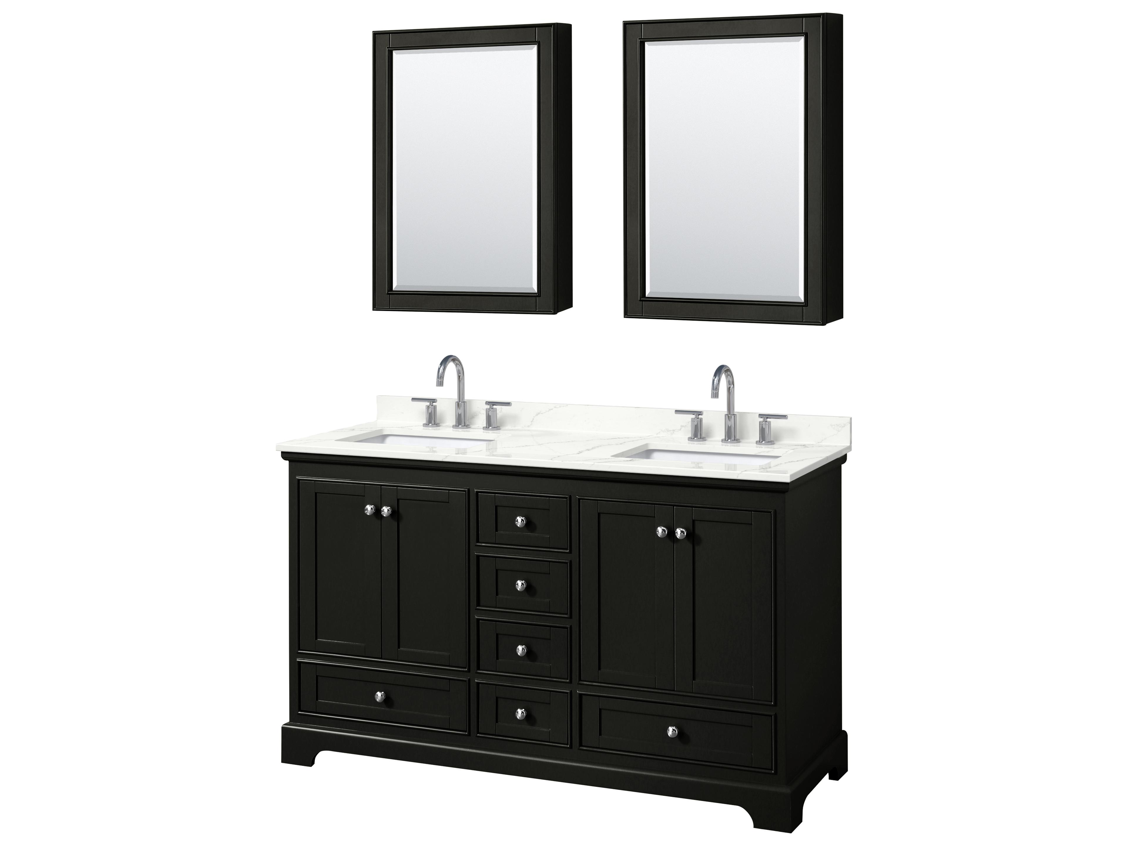 Wyndham Collection Deborah 60" Dark Espresso Vanity with Medicine Cabinet