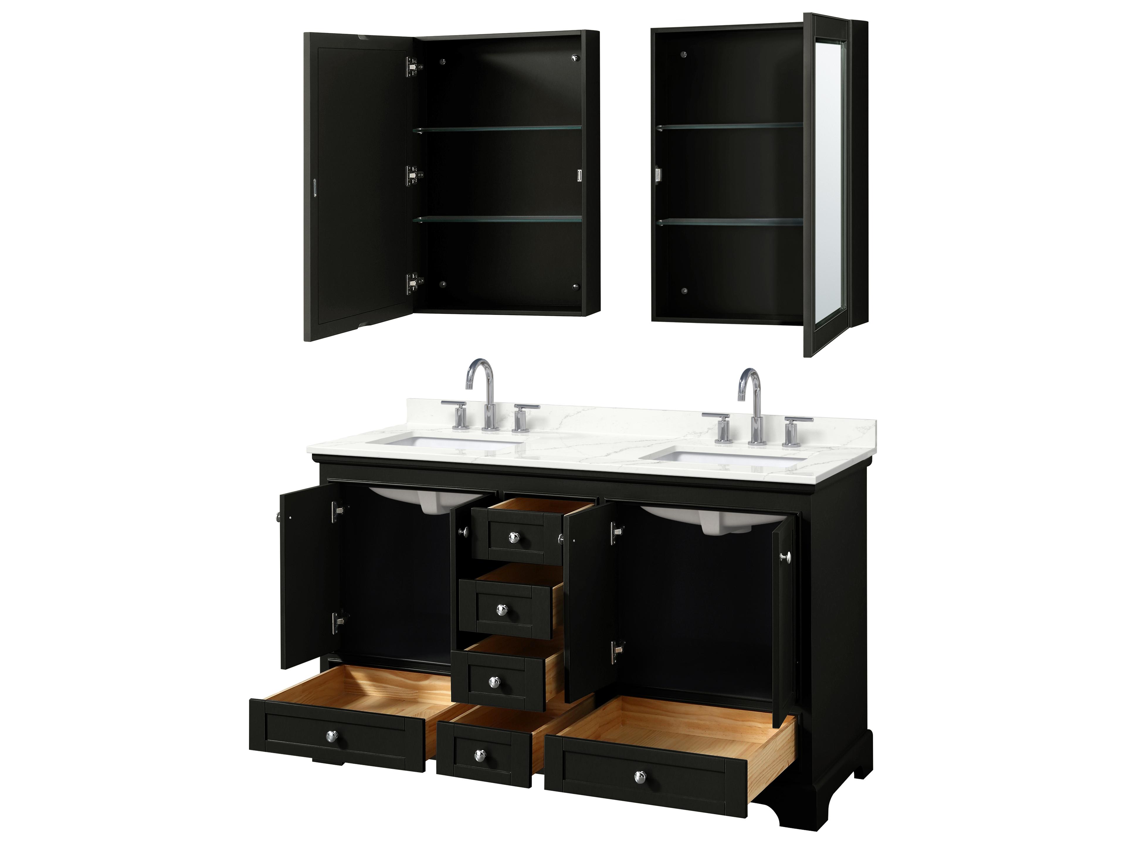 Wyndham Collection Deborah 60" Dark Espresso Vanity with Medicine Cabinet