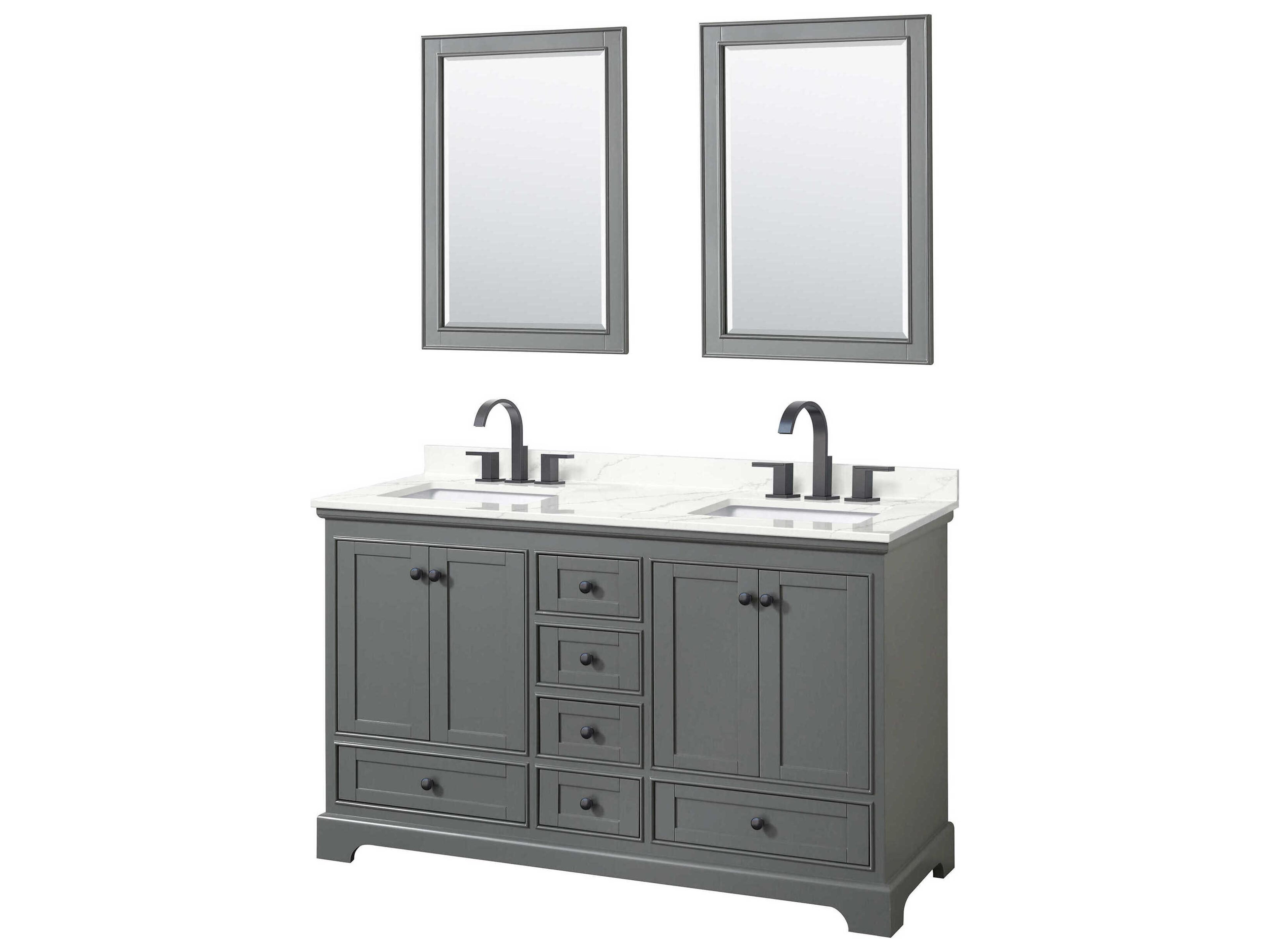 Wyndham Collection Deborah 60" Dark Gray Vanity with 24" Mirror
