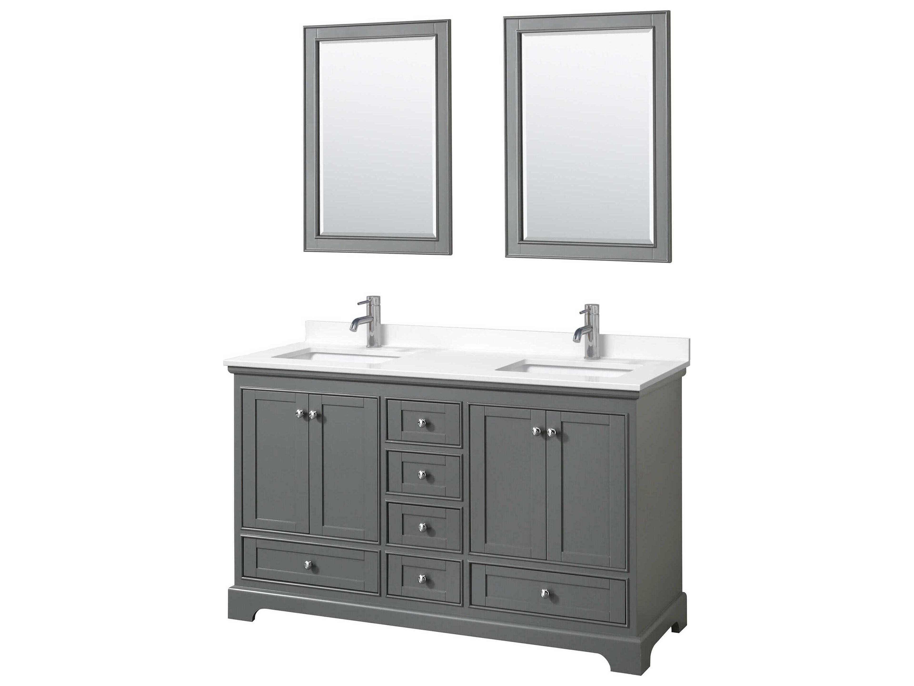 Wyndham Collection Deborah 60" Dark Gray Vanity with 24" Mirror