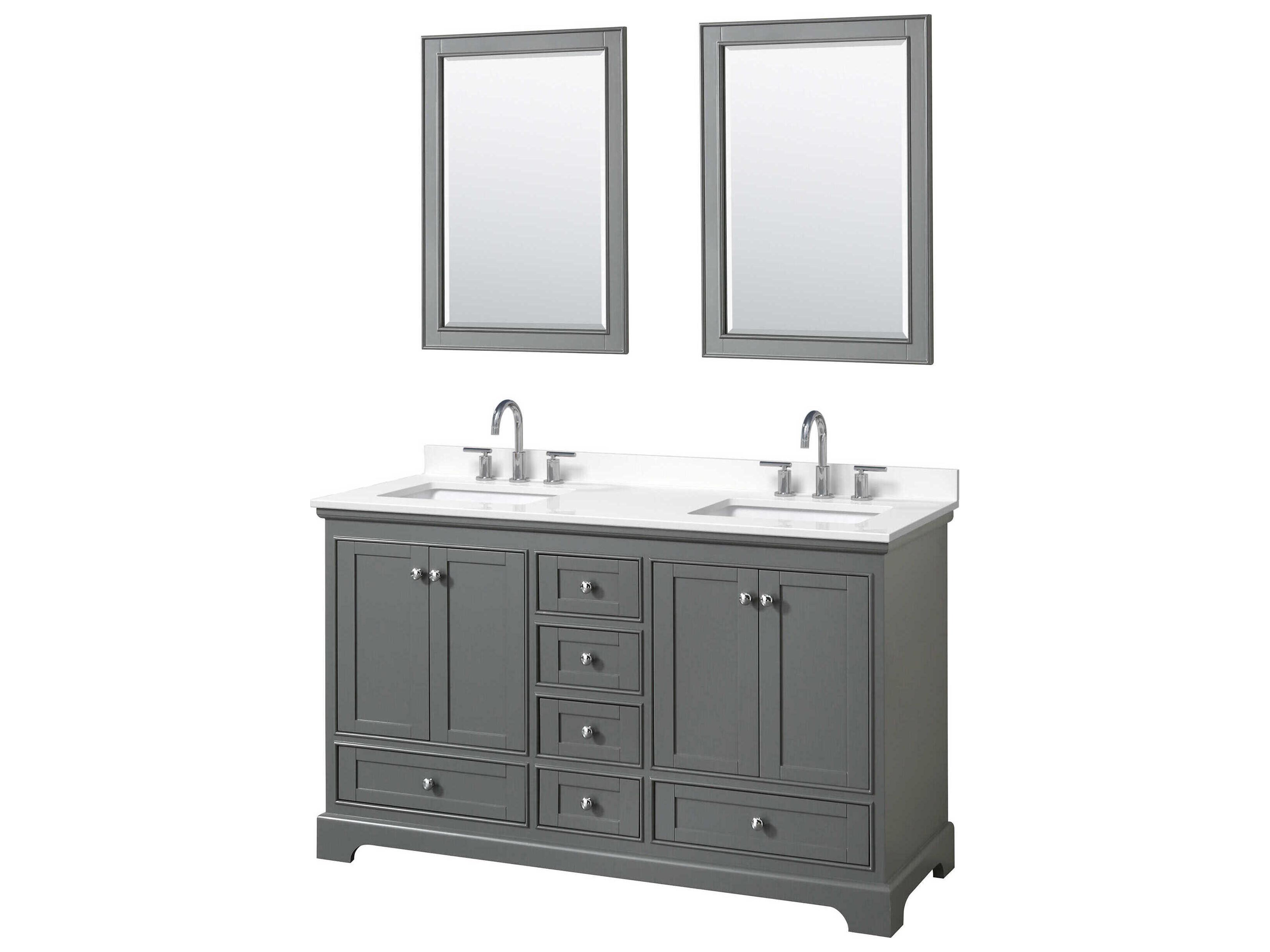 Wyndham Collection Deborah 60" Dark Gray Vanity with 24" Mirror
