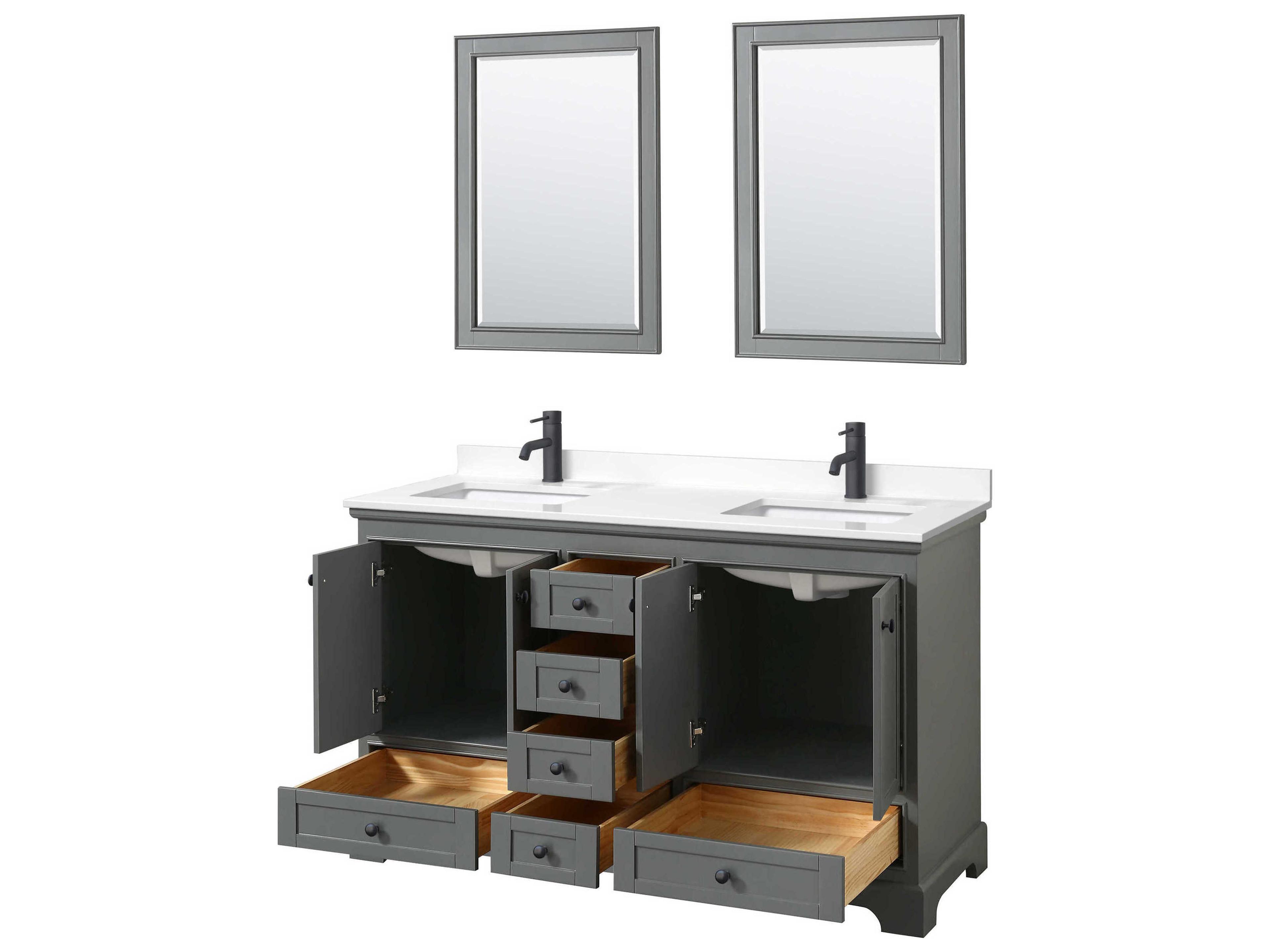 Wyndham Collection Deborah 60" Dark Gray Vanity with 24" Mirror