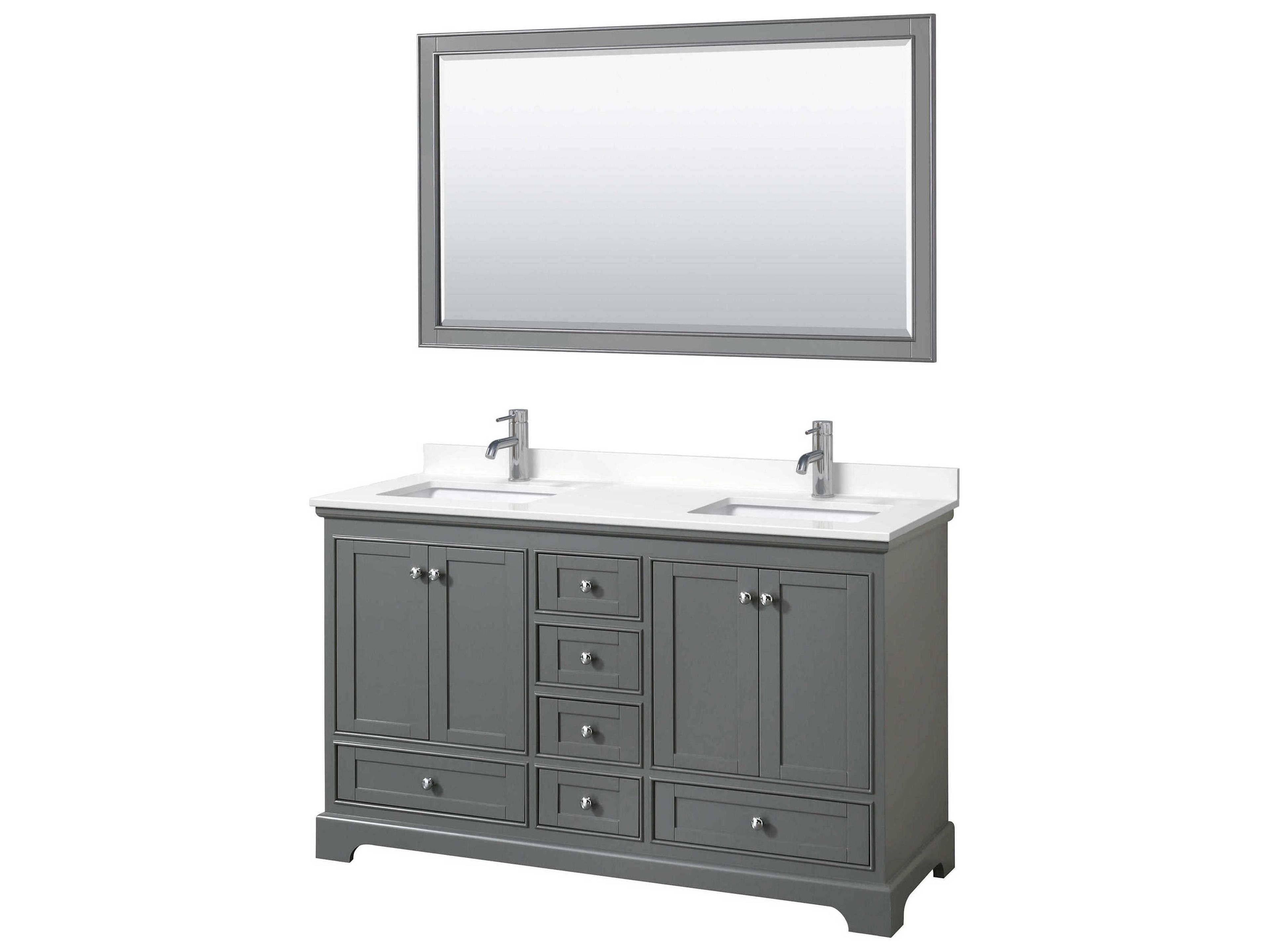 Wyndham Collection Deborah 60" Dark Gray Vanity with 58" Mirror