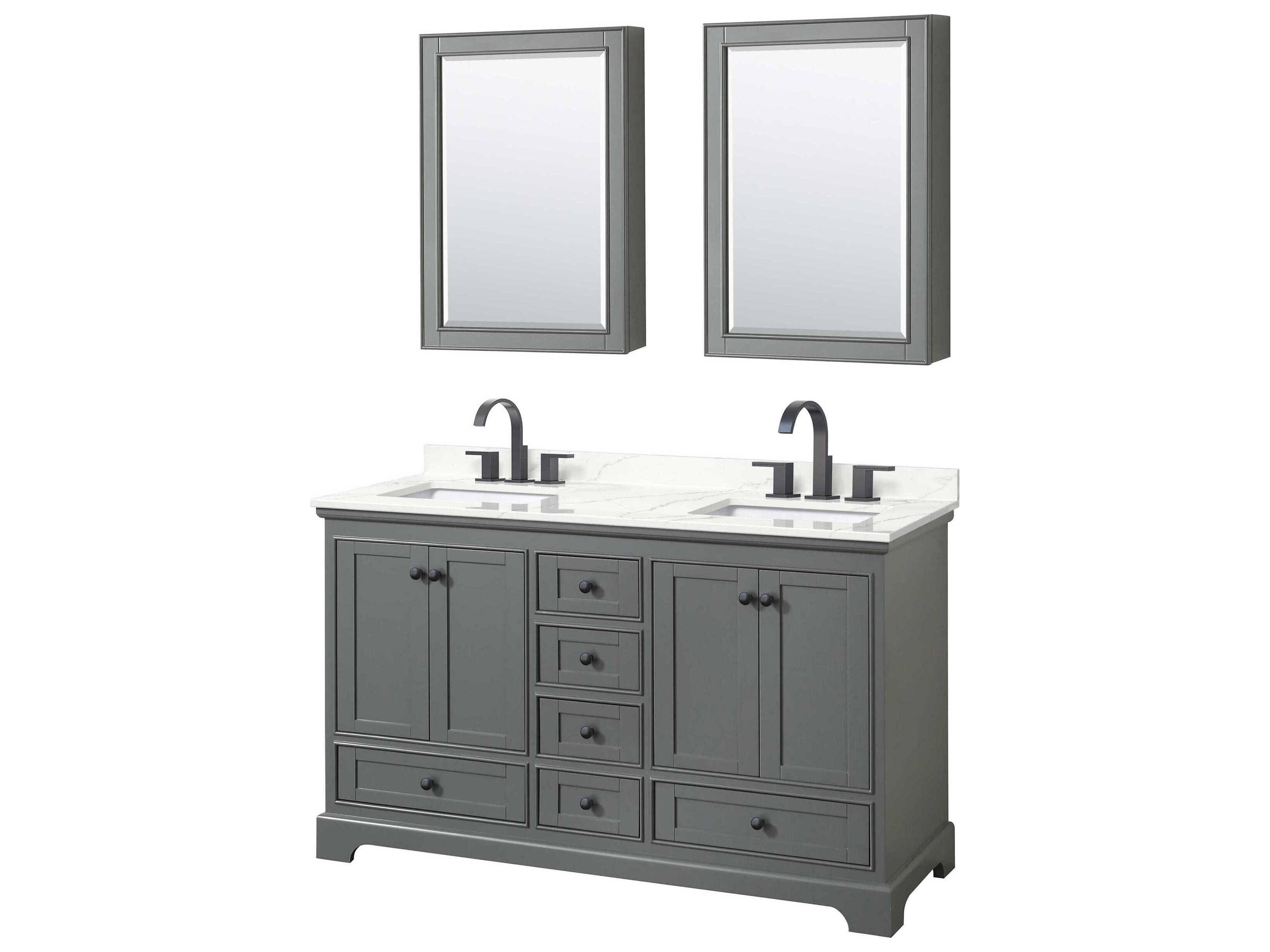 Wyndham Collection Deborah 60" Dark Gray Vanity with Medicine Cabinet