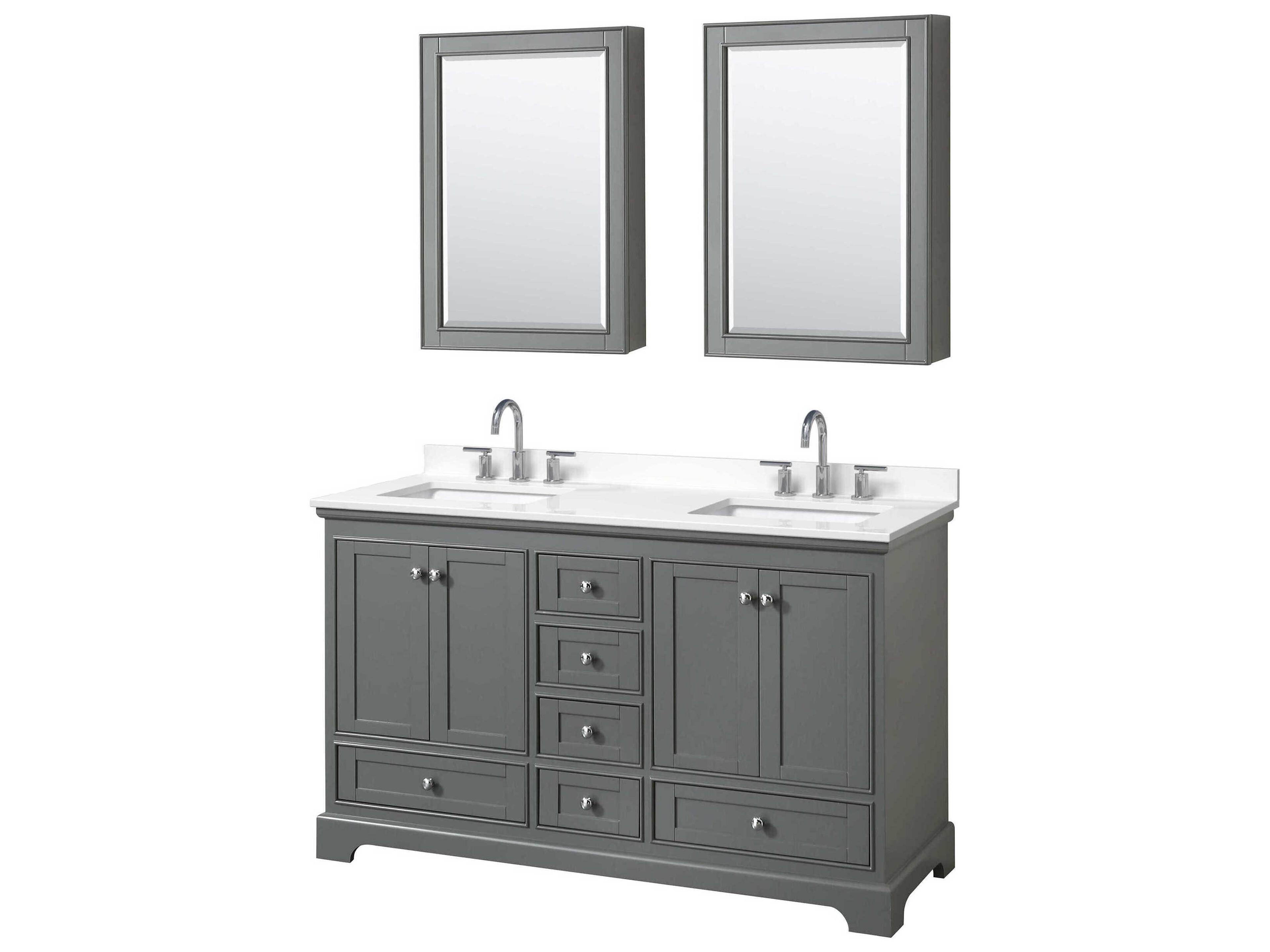 Wyndham Collection Deborah 60" Dark Gray Vanity with Medicine Cabinet
