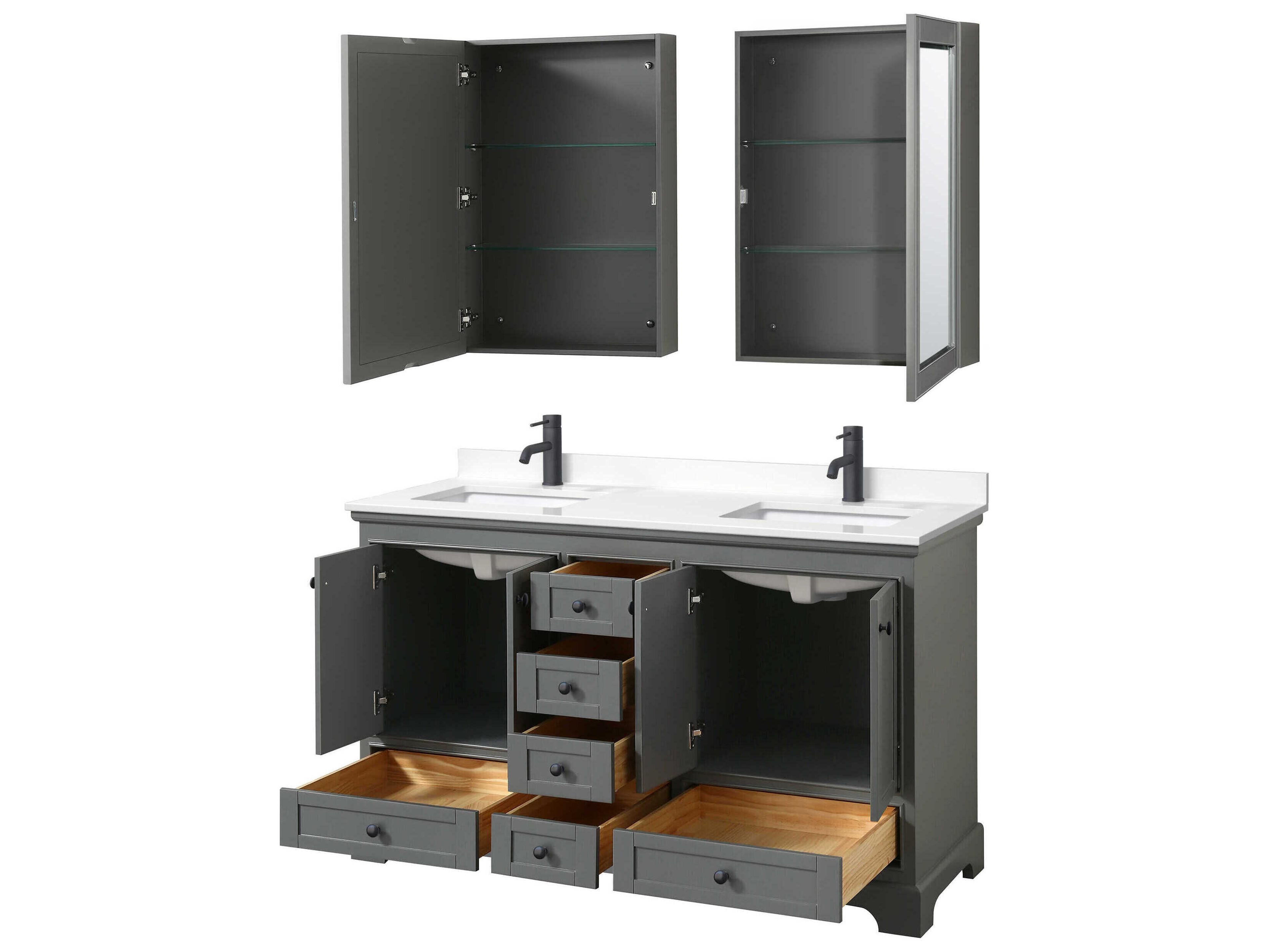 Wyndham Collection Deborah 60" Dark Gray Vanity with Medicine Cabinet