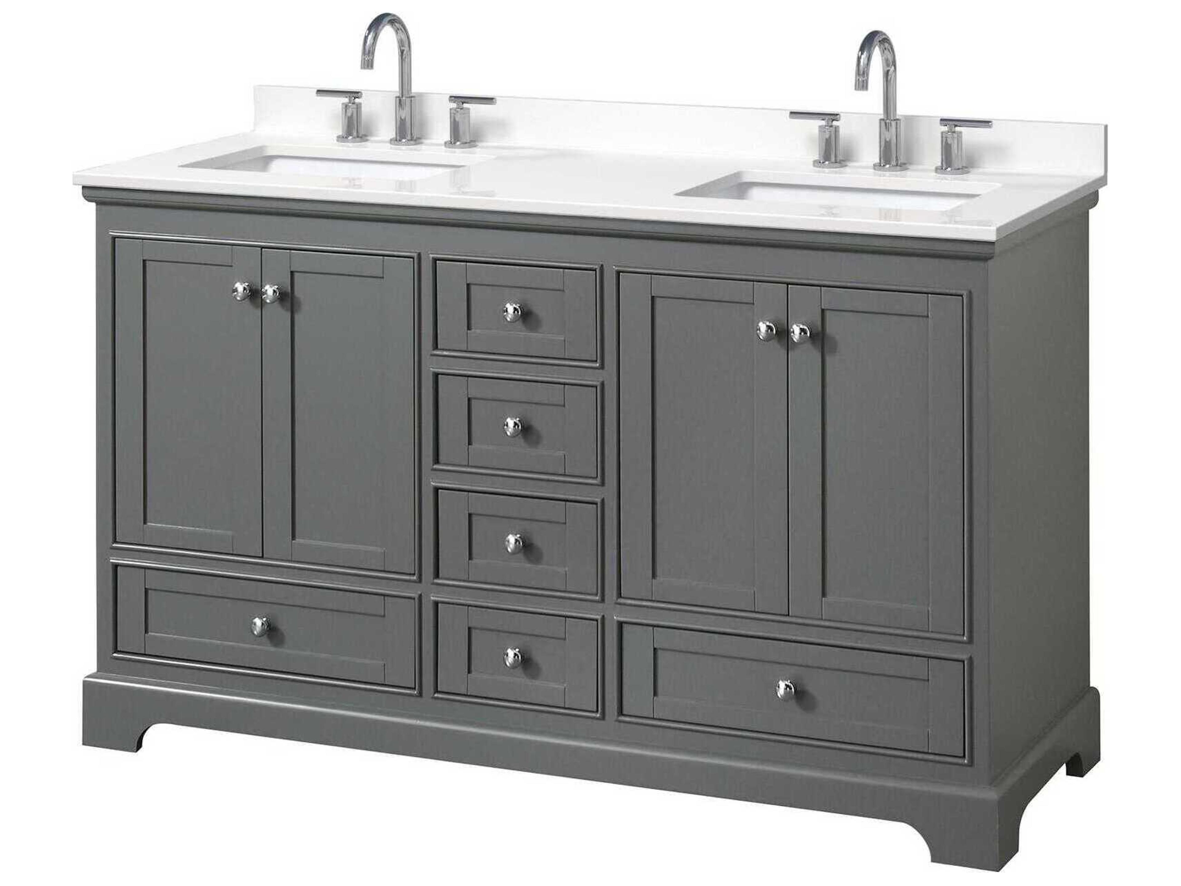 Wyndham Collection Deborah 60" Dark Gray Vanity