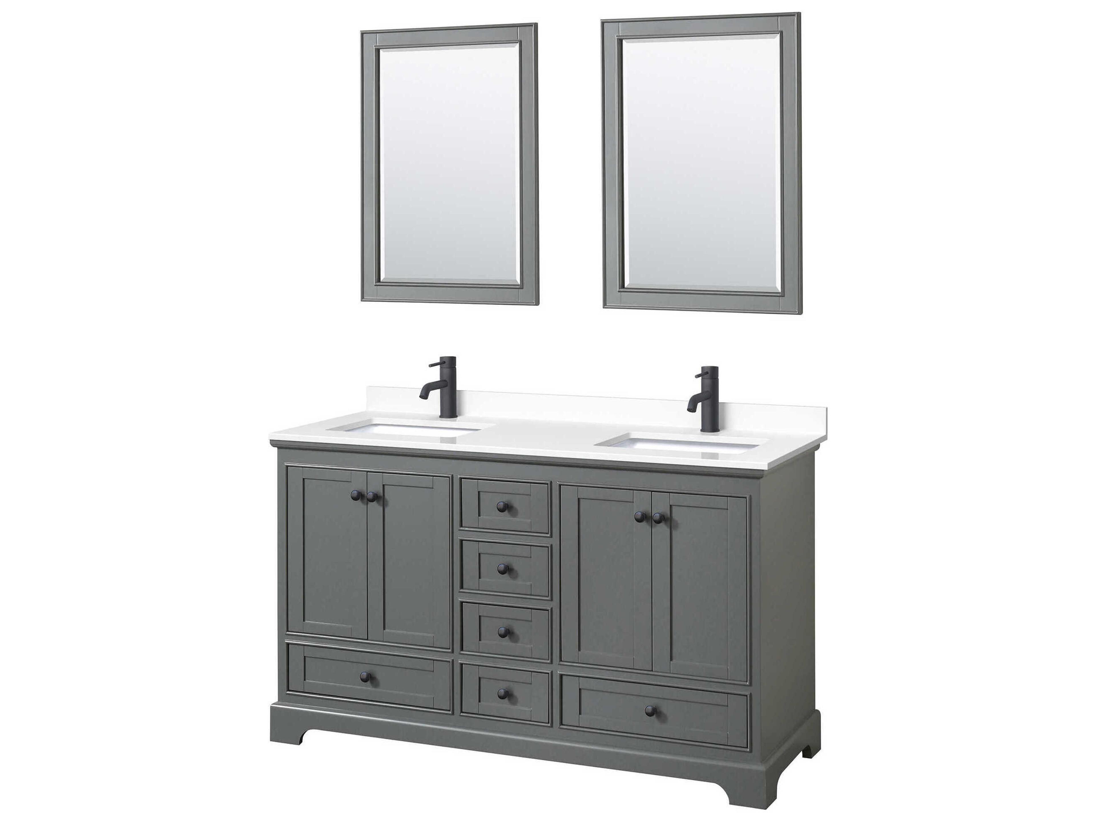 Wyndham Collection Deborah 60" Dark Gray Vanity with 24" Mirror