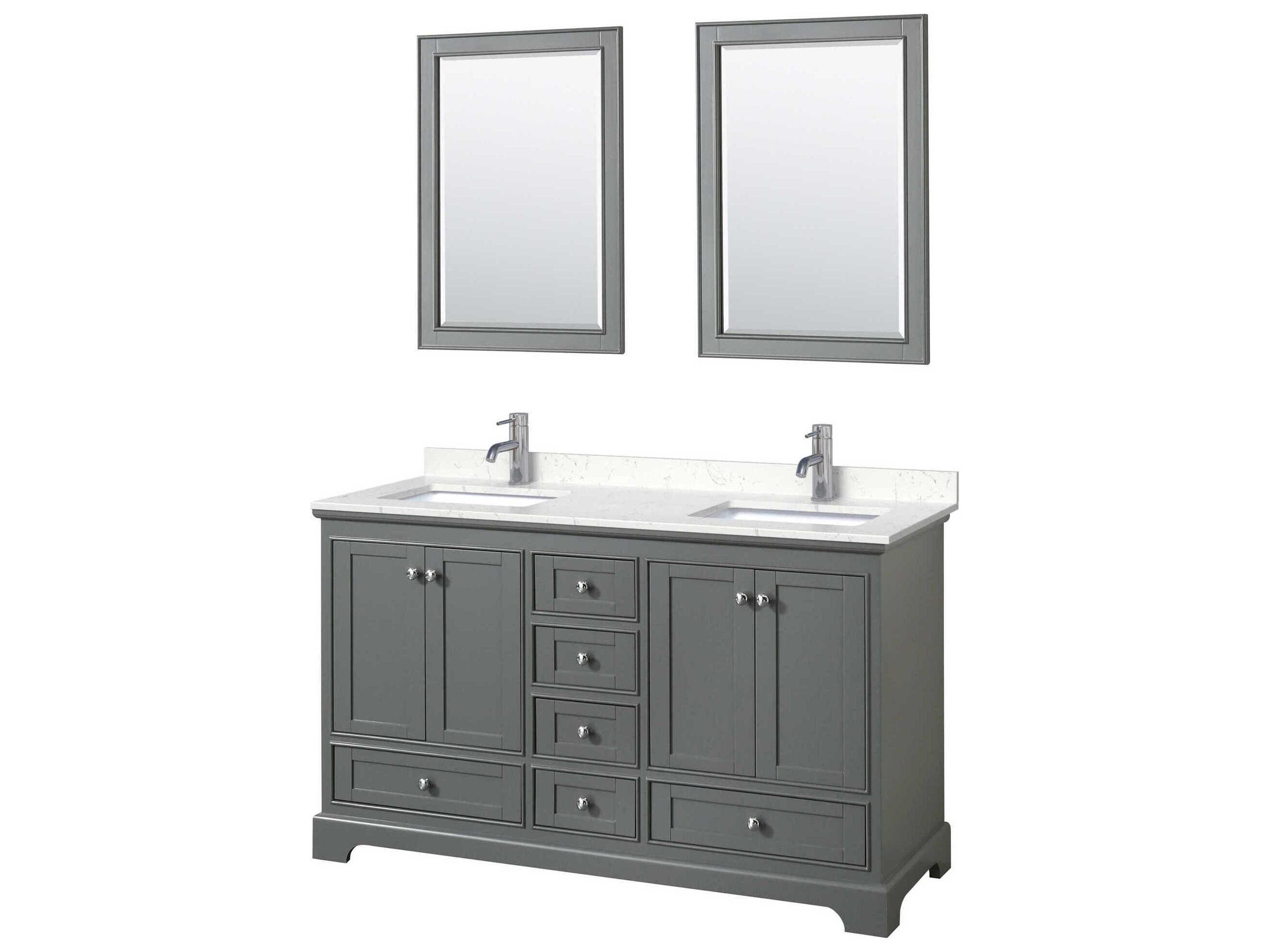 Wyndham Collection Deborah 60" Dark Gray Vanity with 24" Mirror