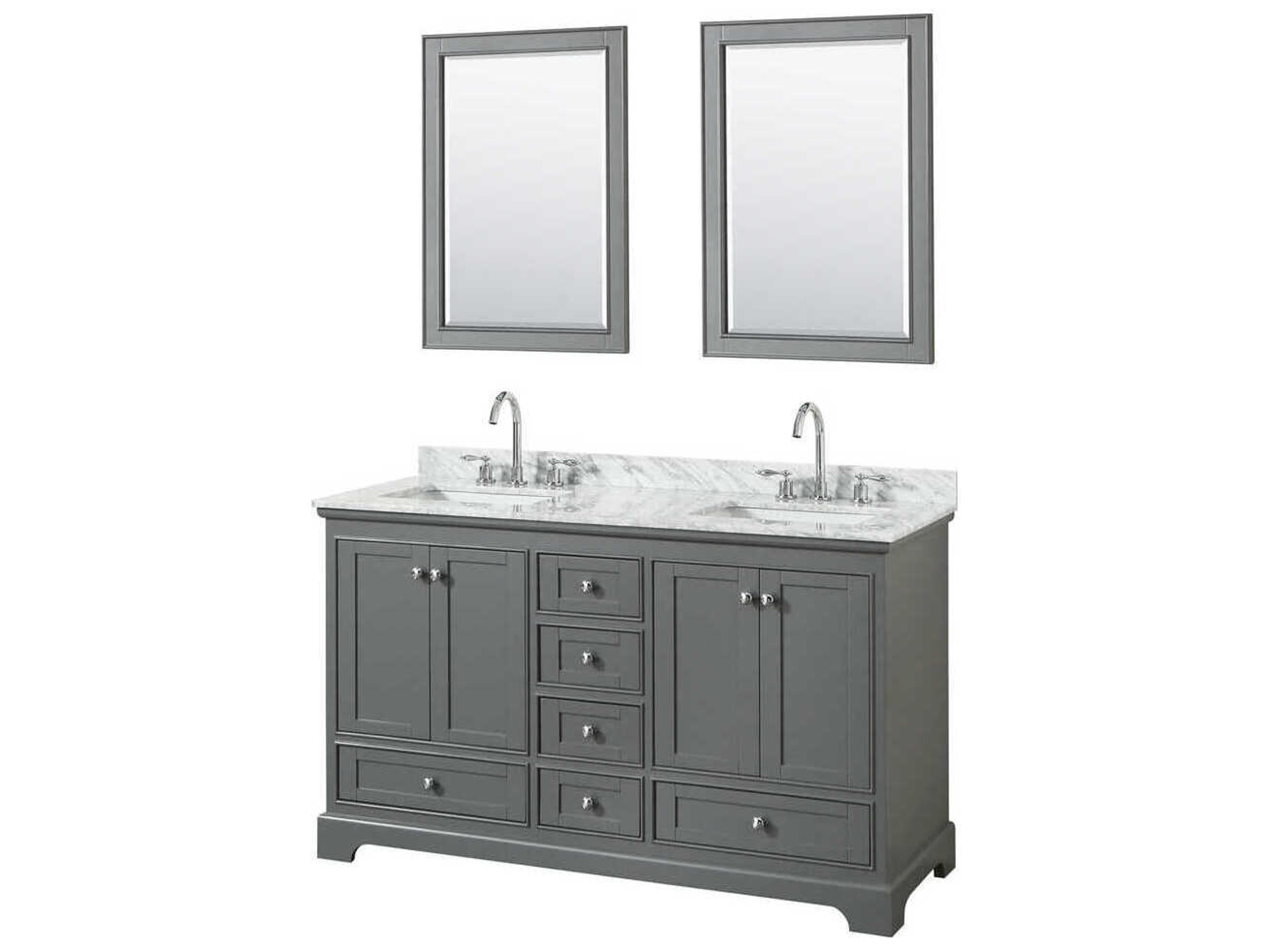 Wyndham Collection Deborah 60" Dark Gray Vanity with 24" Mirror