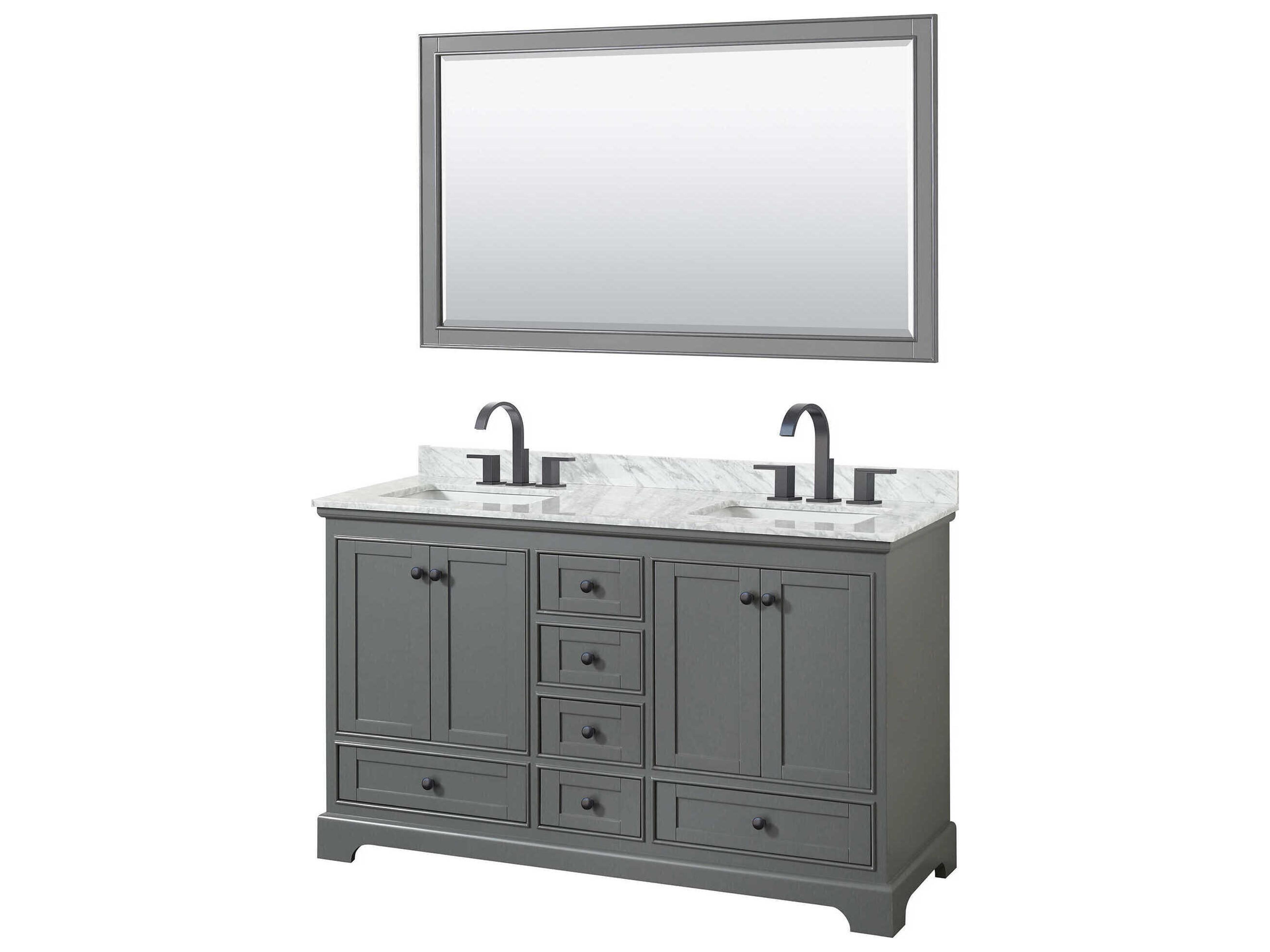 Wyndham Collection Deborah 60" Dark Gray Vanity with 58" Mirror