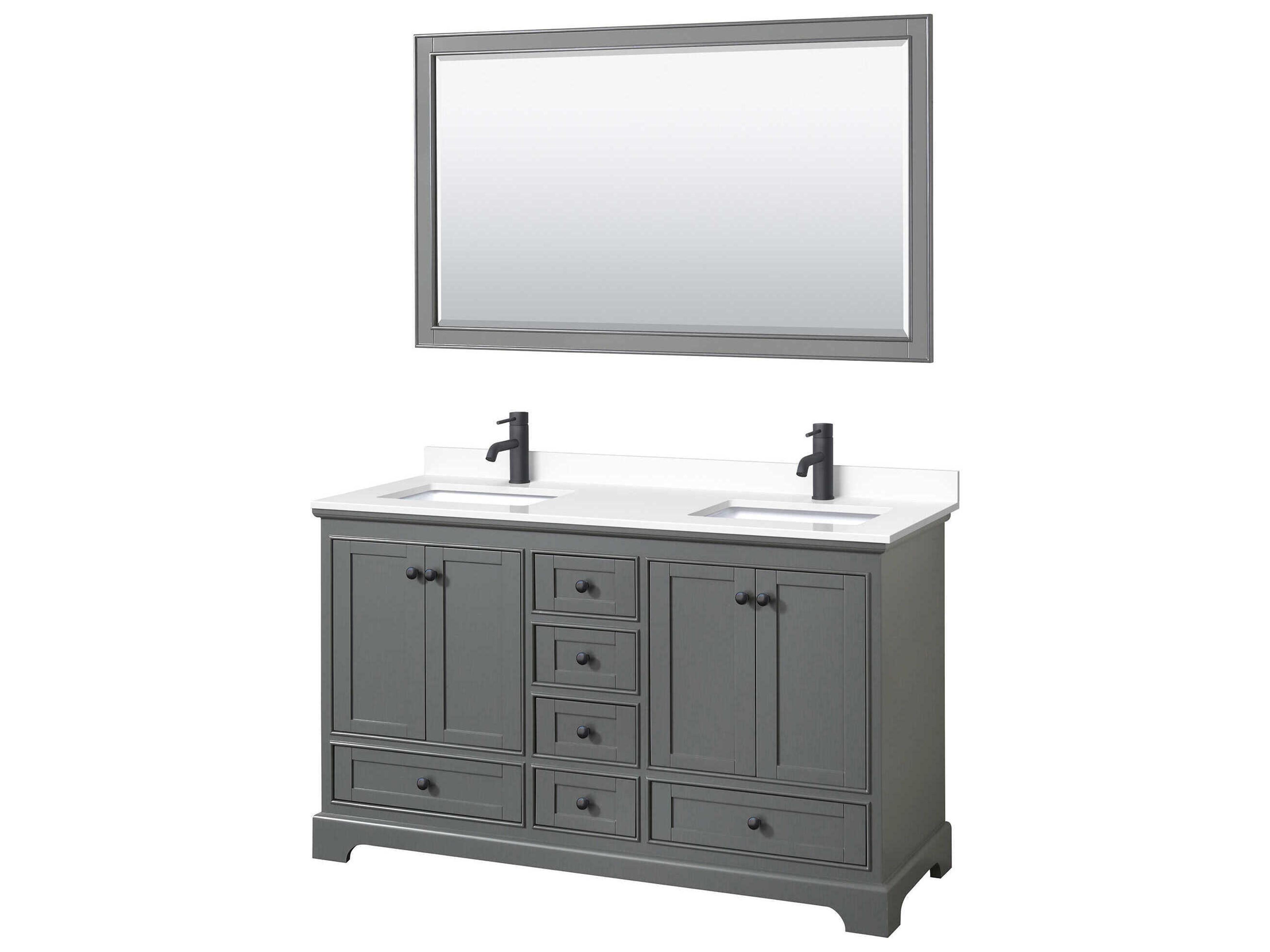 Wyndham Collection Deborah 60" Dark Gray Vanity with 58" Mirror
