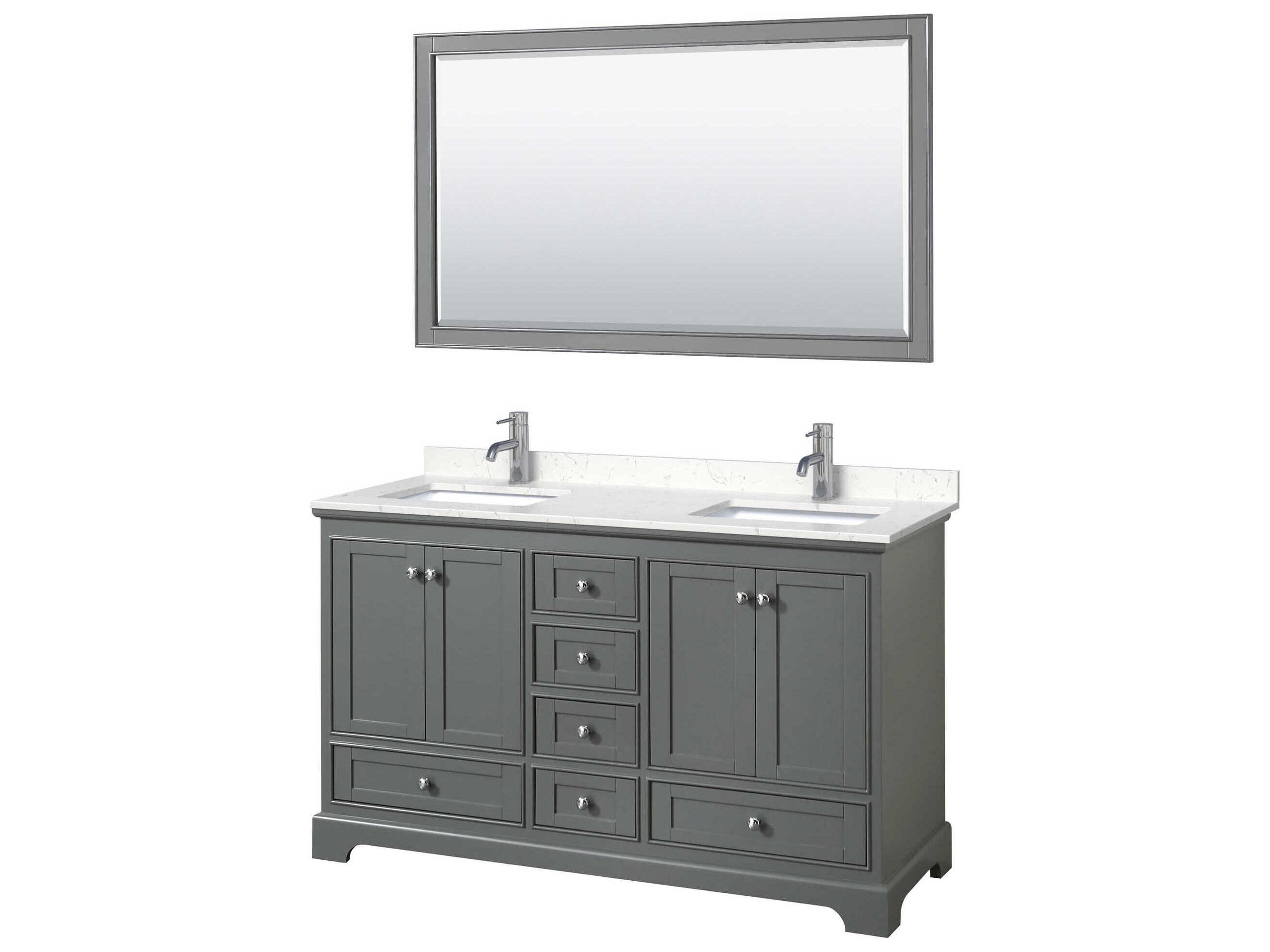 Wyndham Collection Deborah 60" Dark Gray Vanity with 58" Mirror