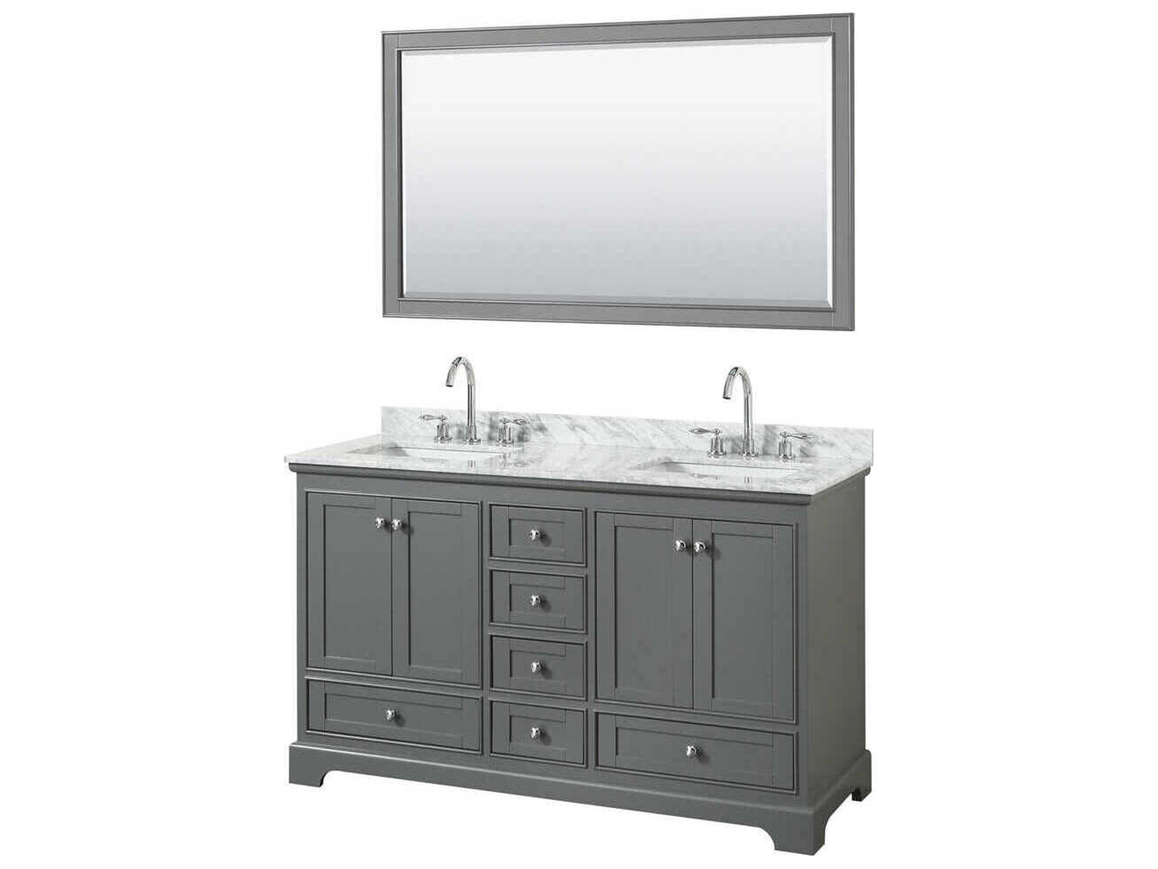 Wyndham Collection Deborah 60" Dark Gray Vanity with 58" Mirror