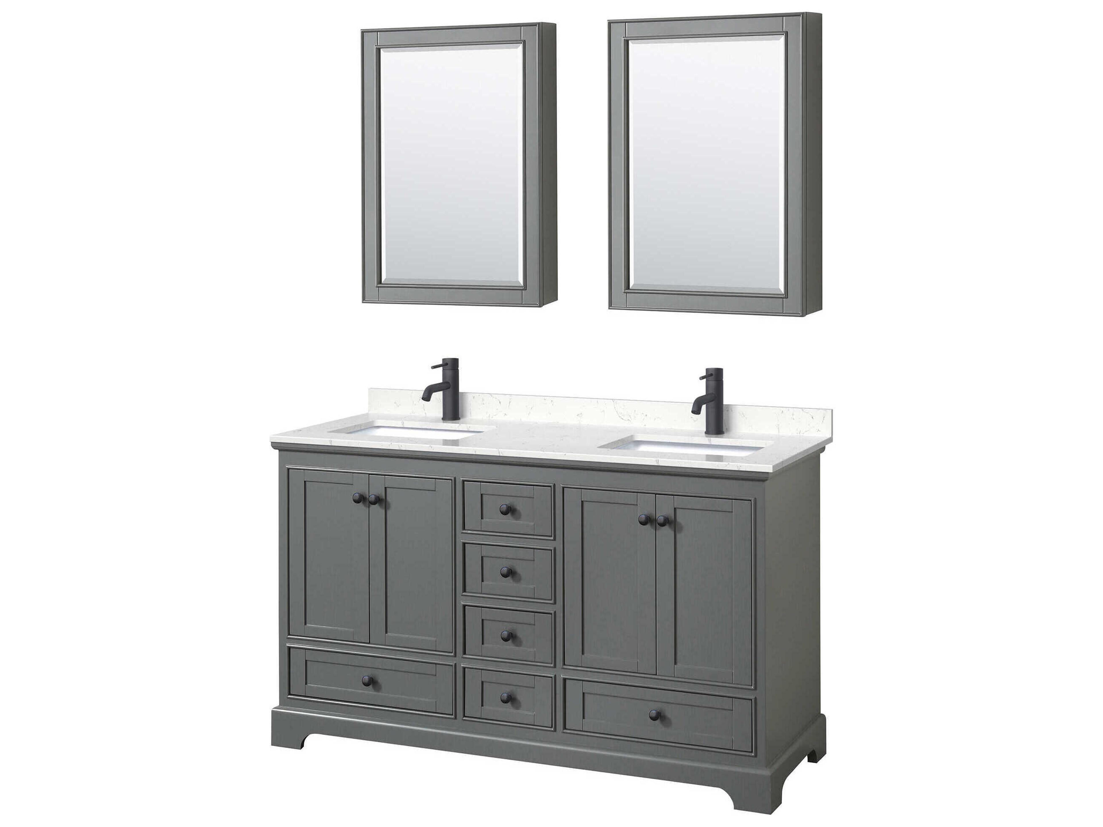Deborah 60" Dark Gray Vanity with Medicine Cabinet