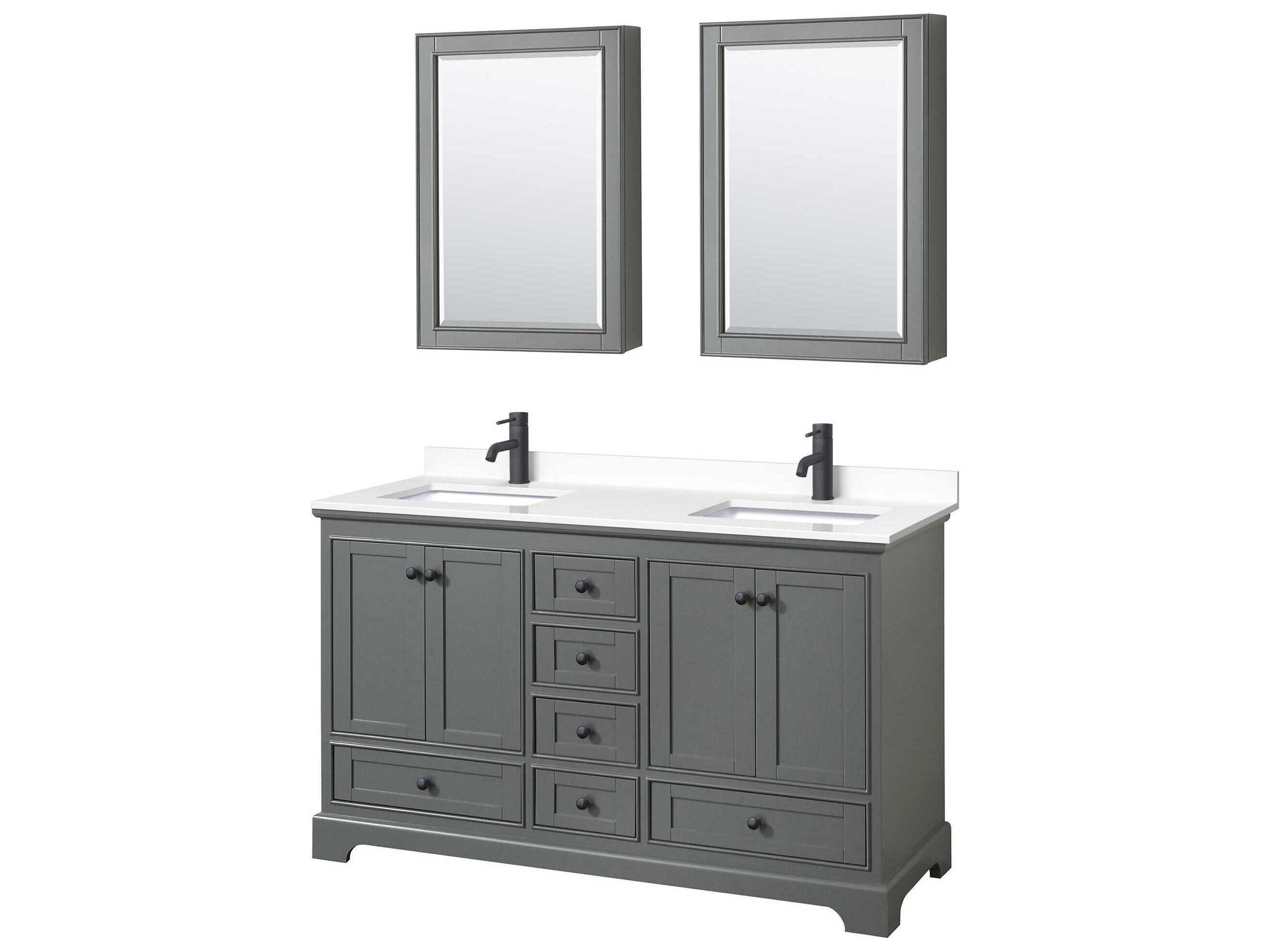 Wyndham Collection Deborah 60" Dark Gray Vanity with Medicine Cabinet