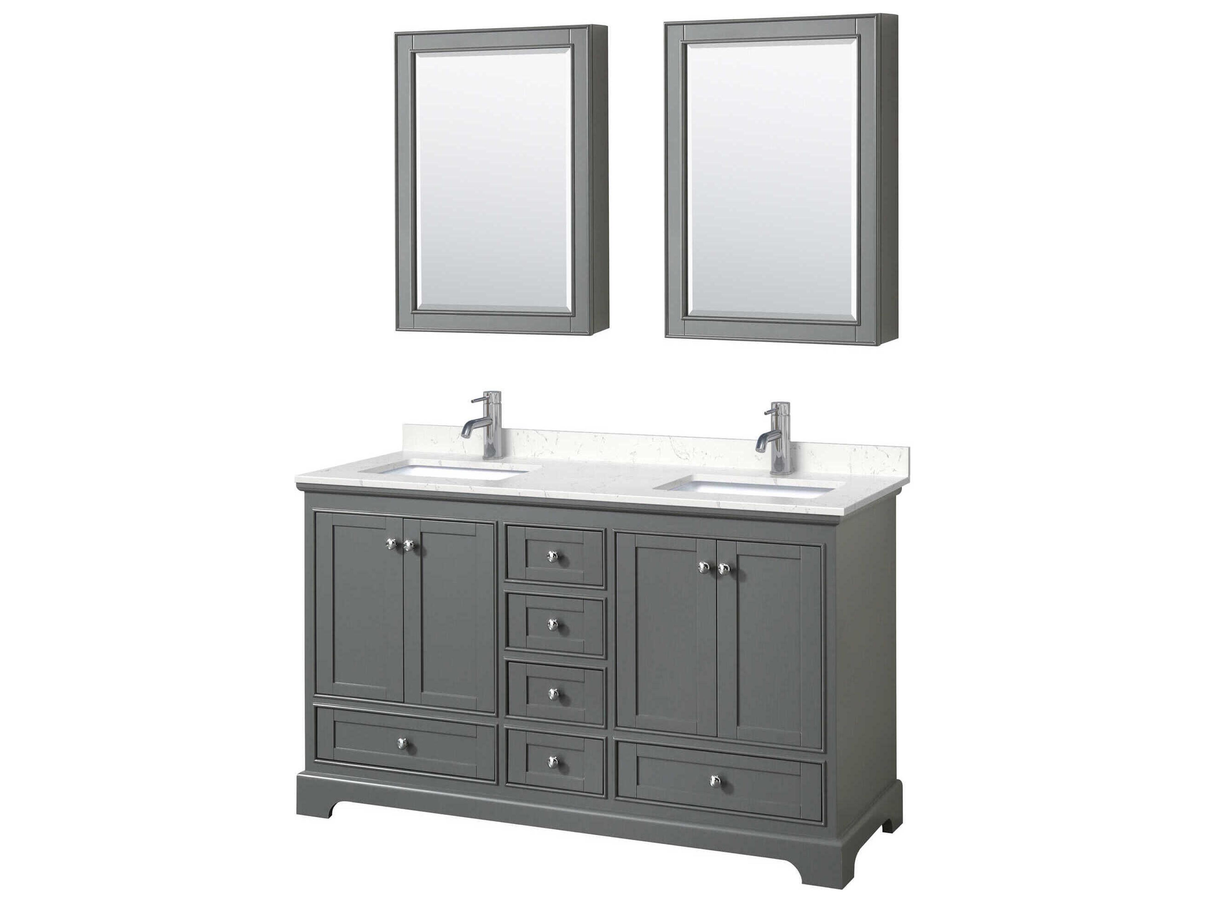 Wyndham Collection Deborah 60" Dark Gray Vanity with Medicine Cabinet