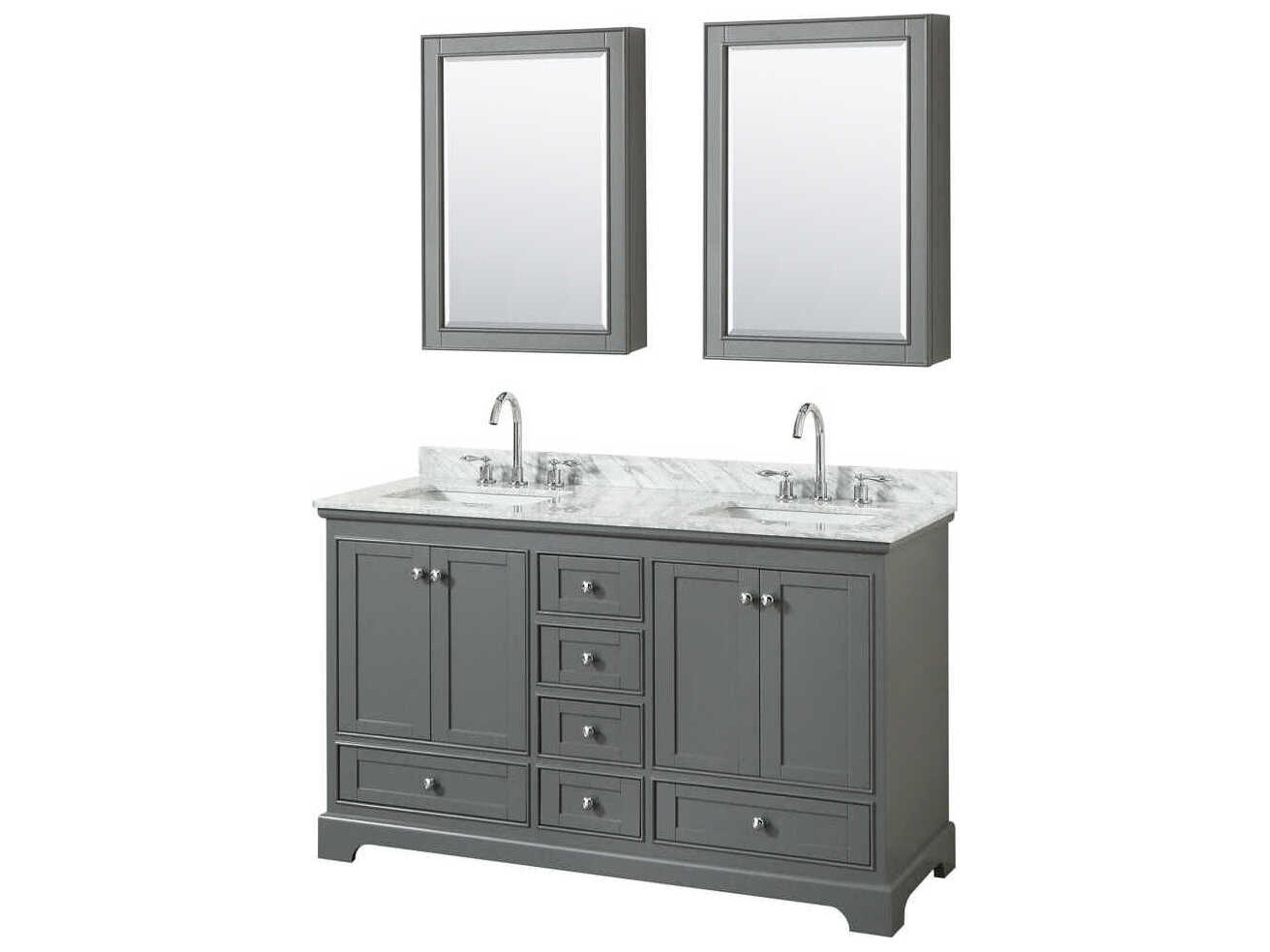 Wyndham Collection Deborah 60" Dark Gray Vanity with Medicine Cabinet