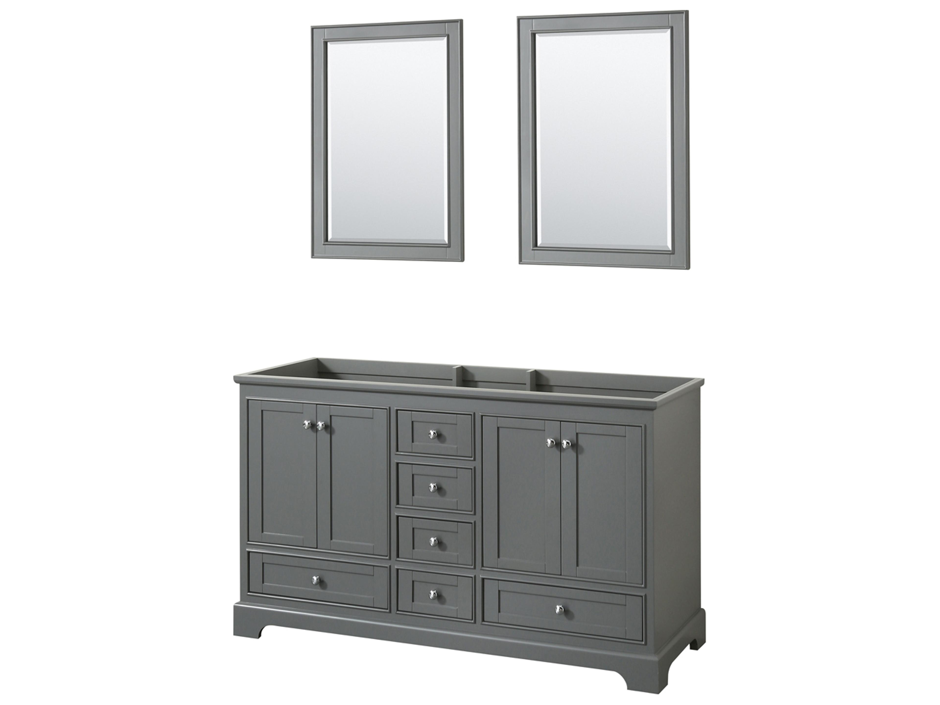 Wyndham Collection Deborah 59" Dark Gray Vanity with 24" Mirror