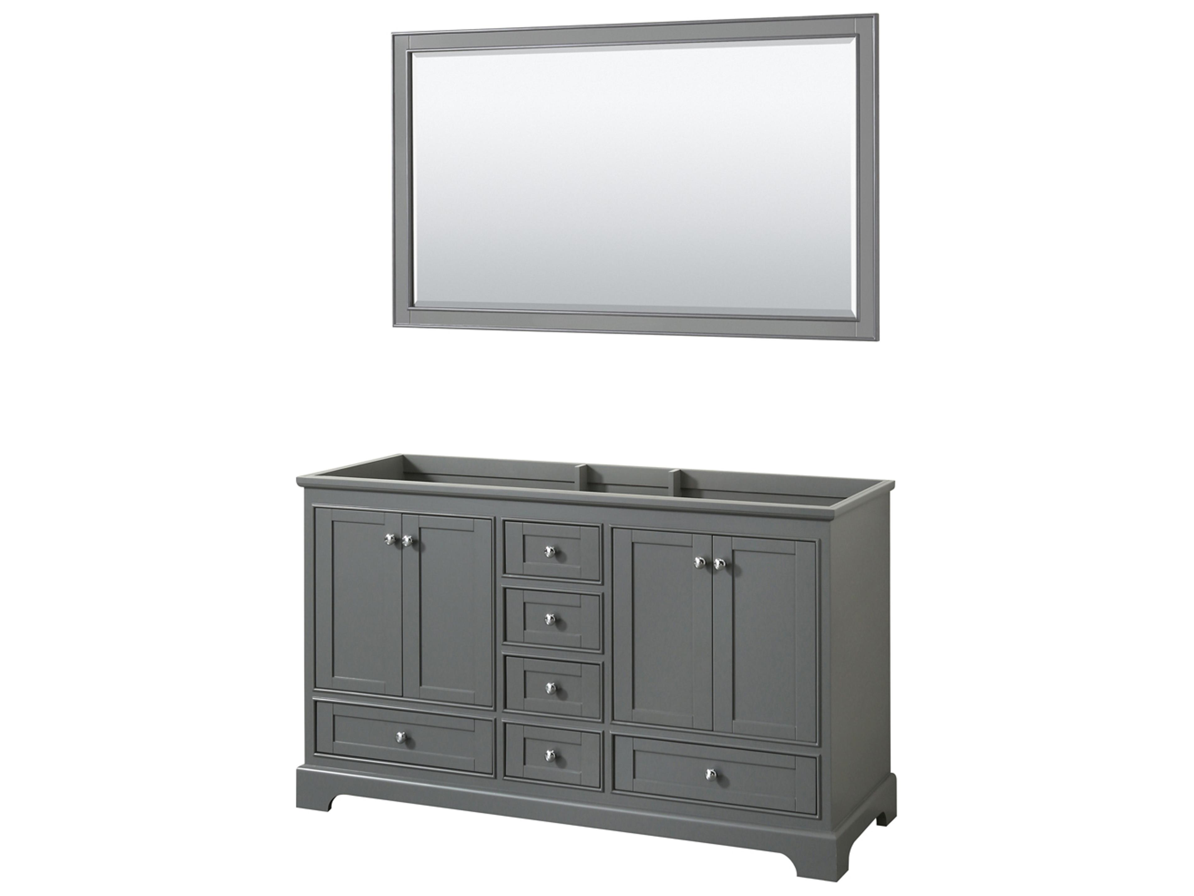 Wyndham Collection Deborah 59" Dark Gray Vanity with 58" Mirror