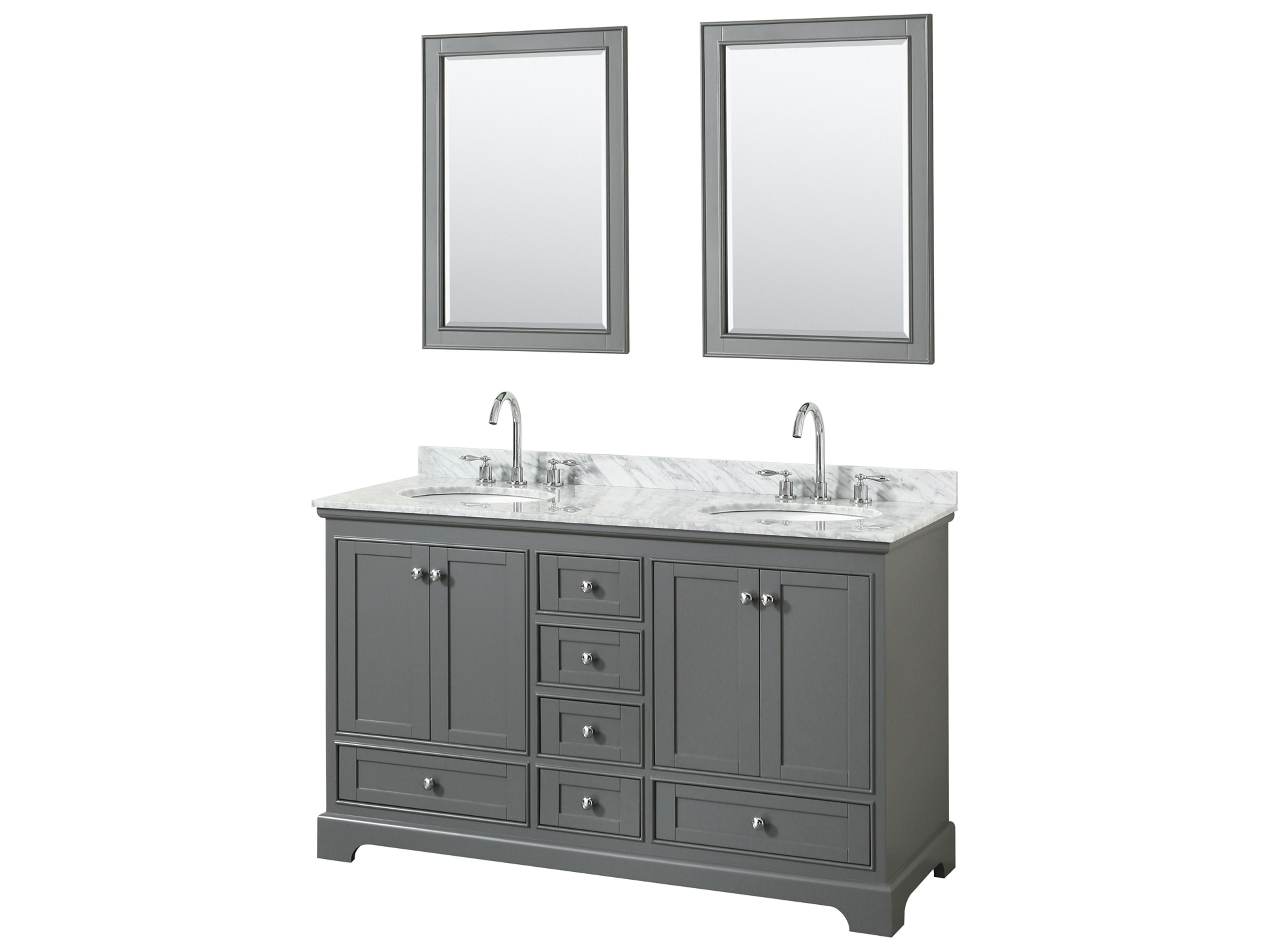 Wyndham Collection Deborah 60" Dark Gray Vanity with 24" Mirror