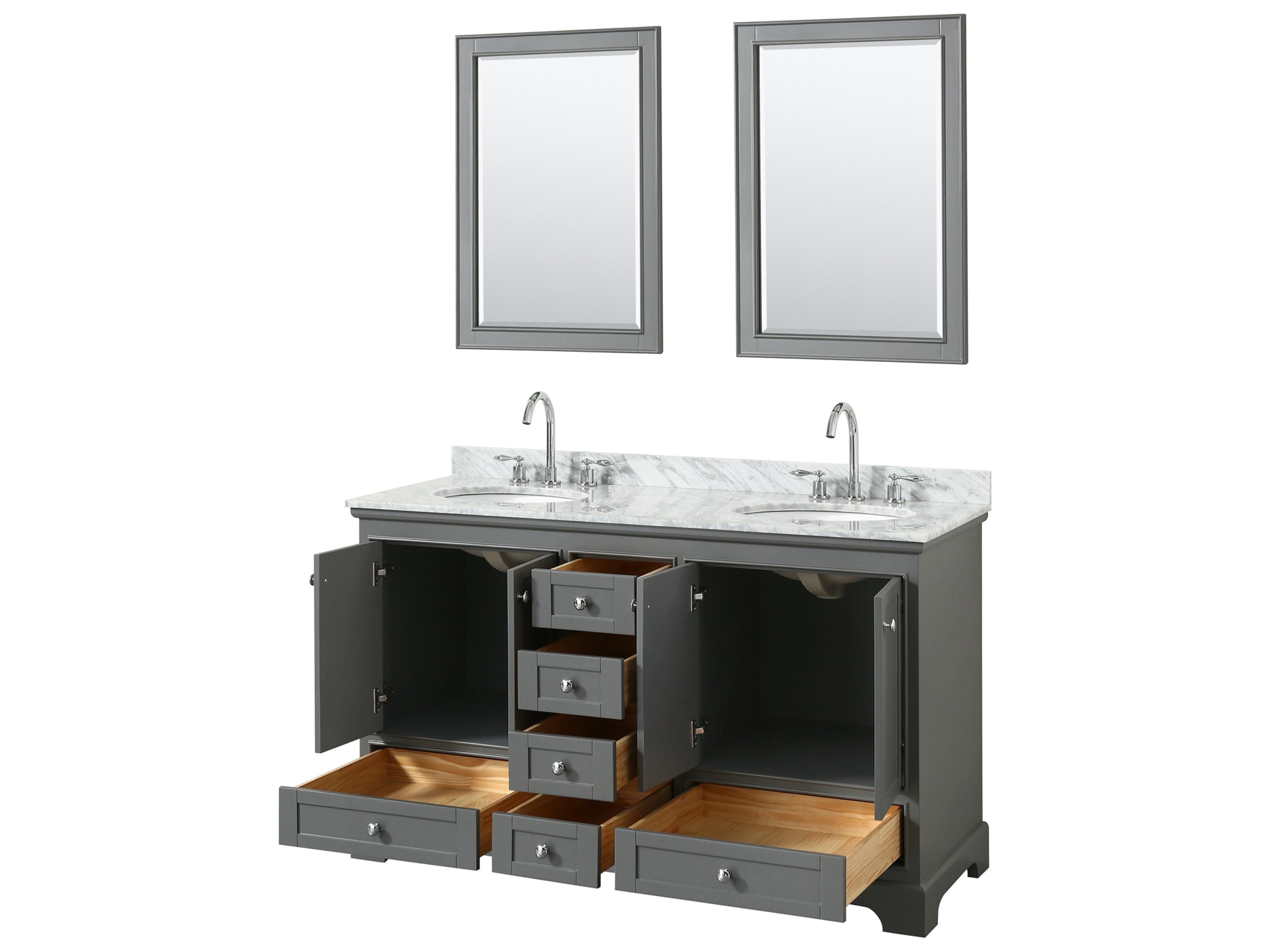 Wyndham Collection Deborah 60" Dark Gray Vanity with 24" Mirror