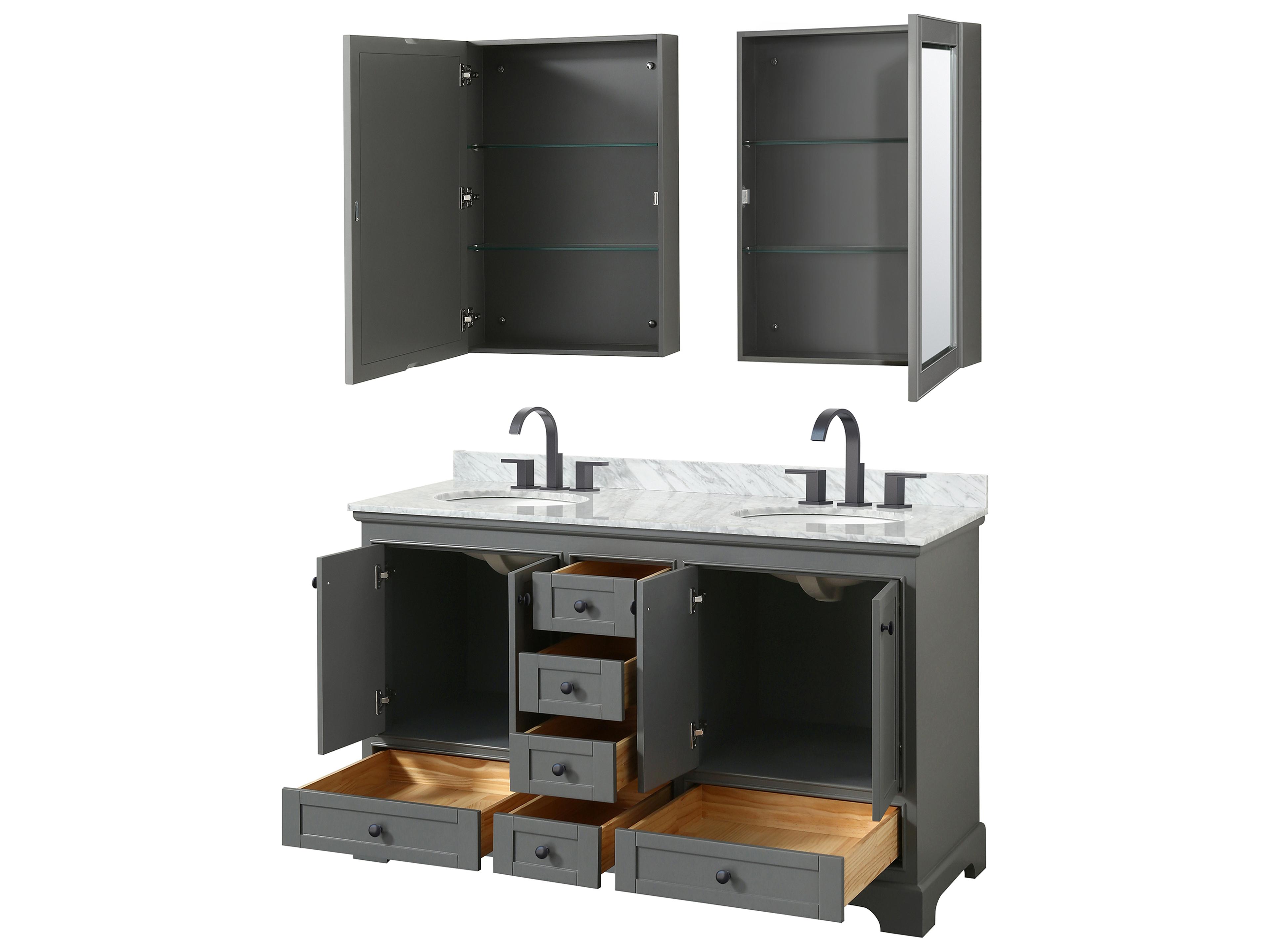 Wyndham Collection Deborah 60" Dark Gray Vanity with Medicine Cabinet