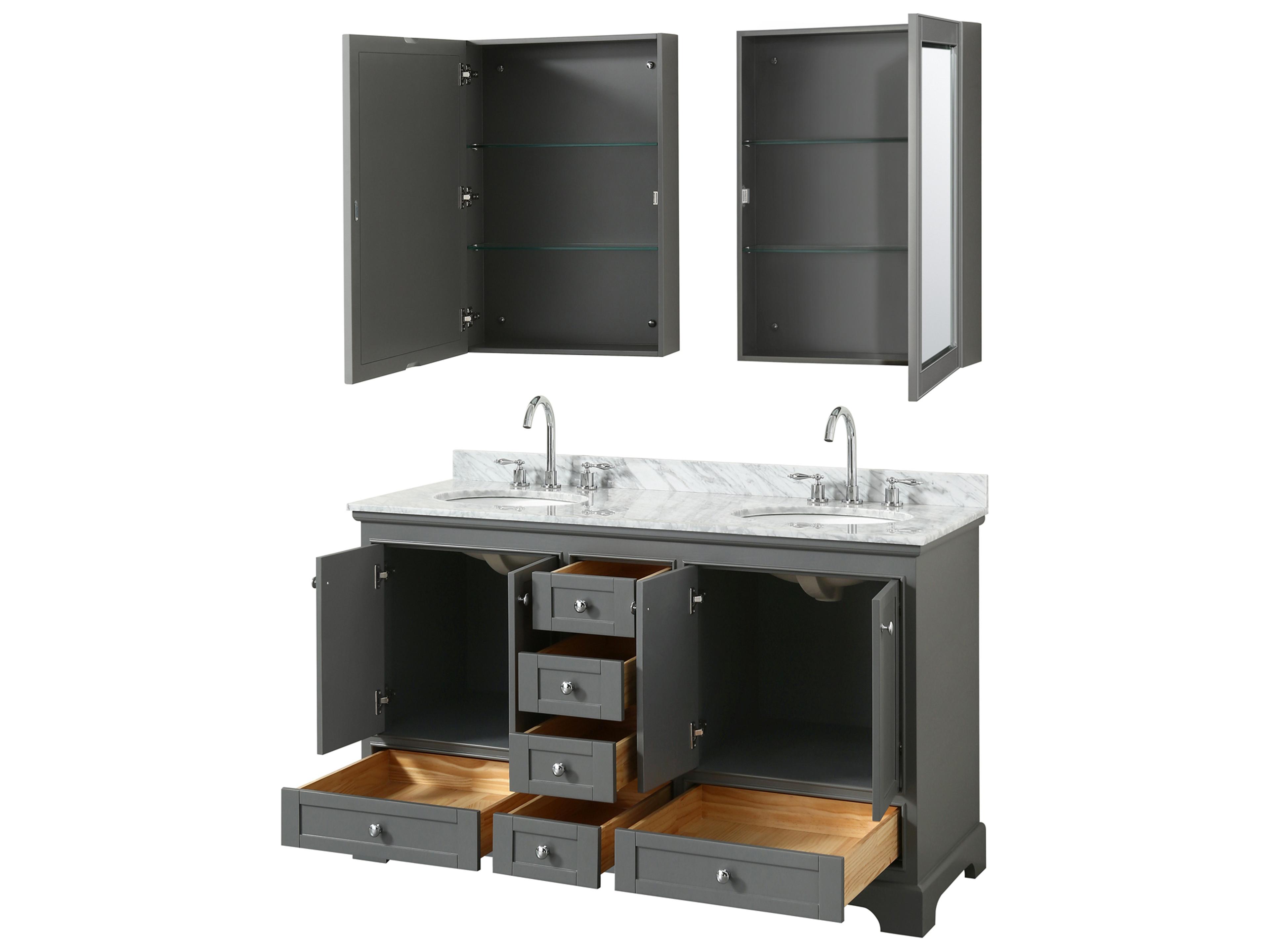Wyndham Collection Deborah 60" Dark Gray Vanity with Medicine Cabinet