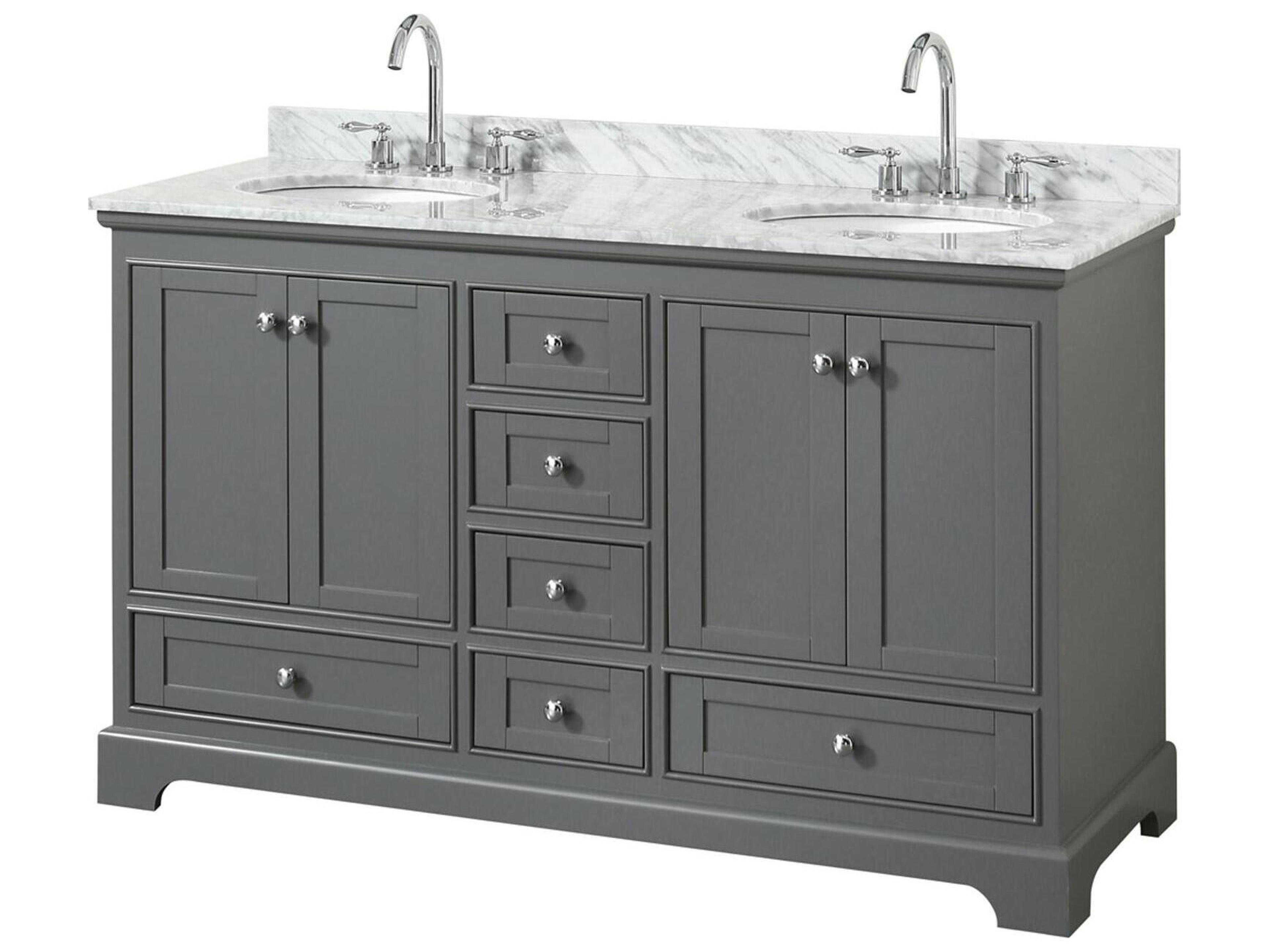 Wyndham Collection Deborah 60" Dark Gray Vanity