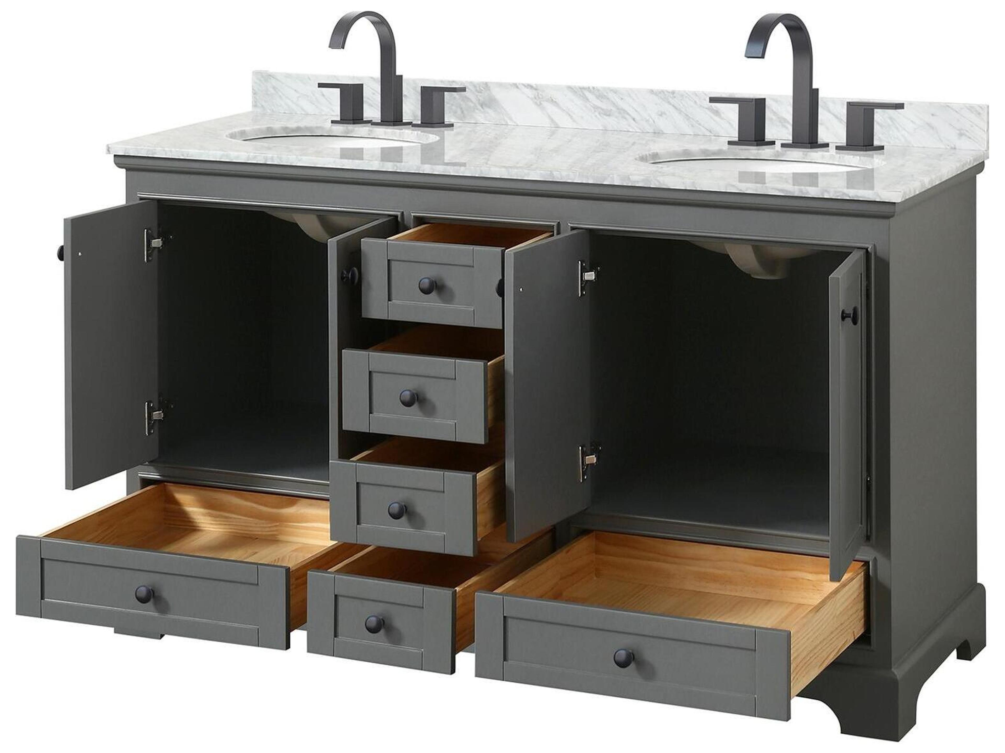 Wyndham Collection Deborah 60" Dark Gray Vanity