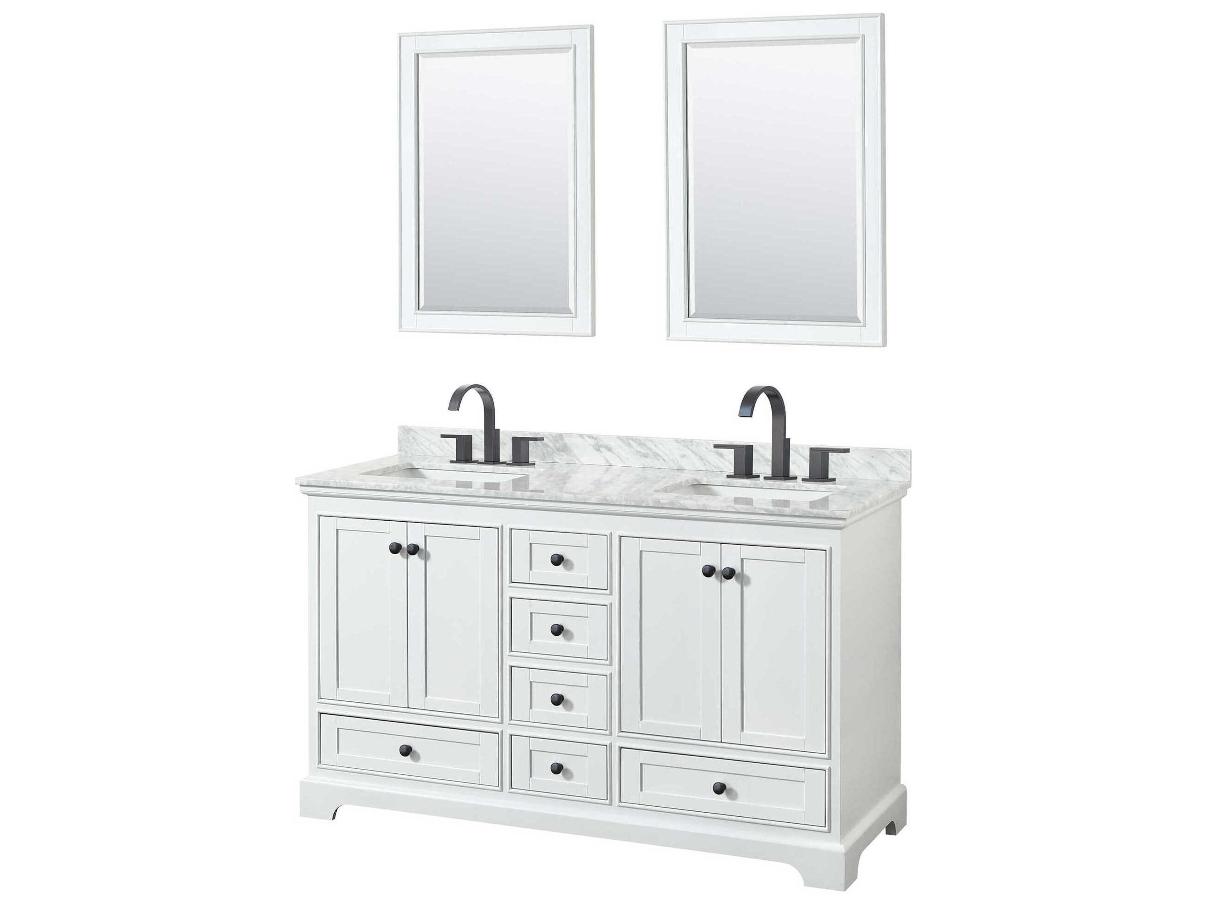 Wyndham Collection Deborah 60" White Vanity with 24" Mirror