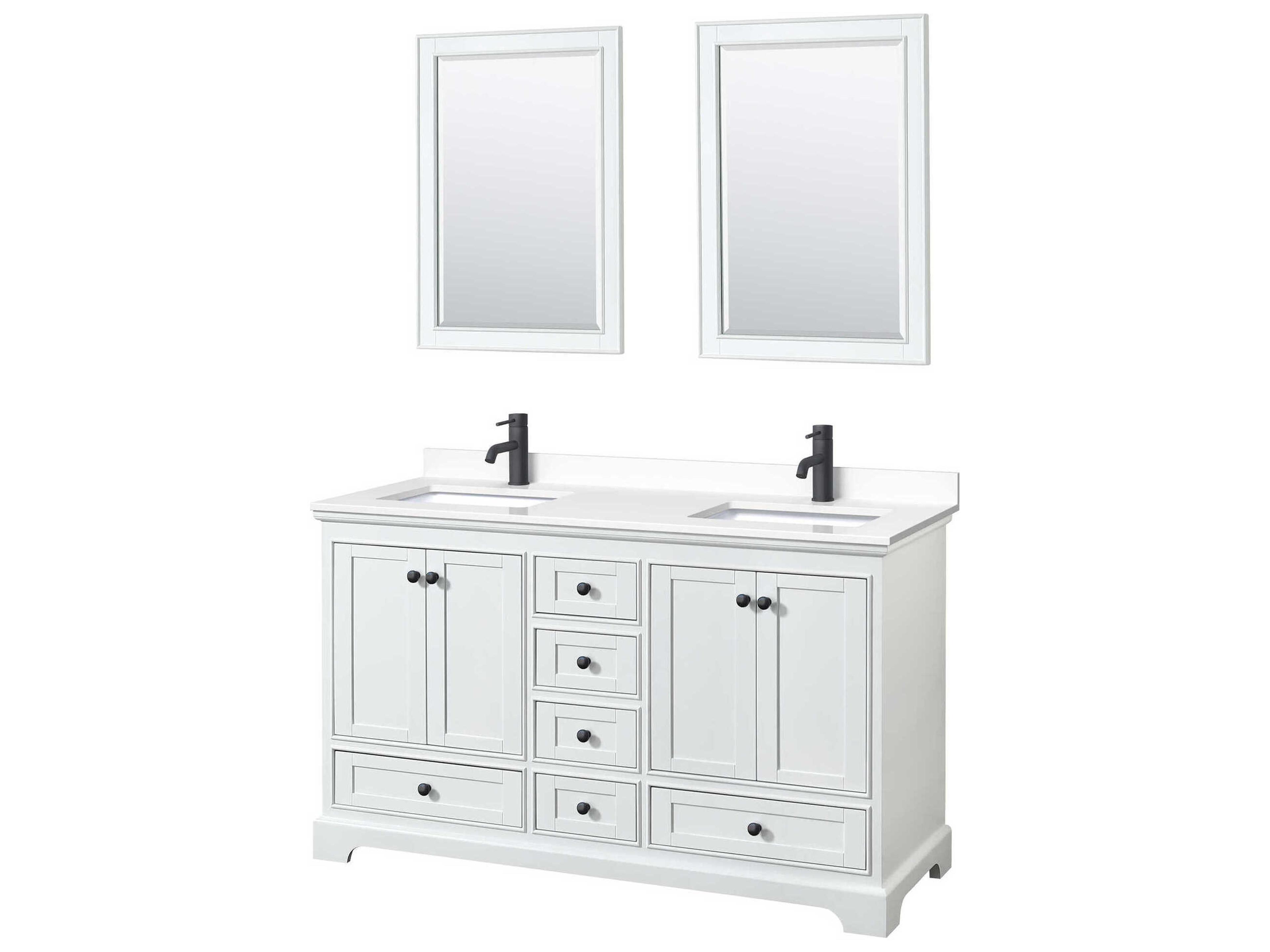 Wyndham Collection Deborah 60" White Vanity with 24" Mirror
