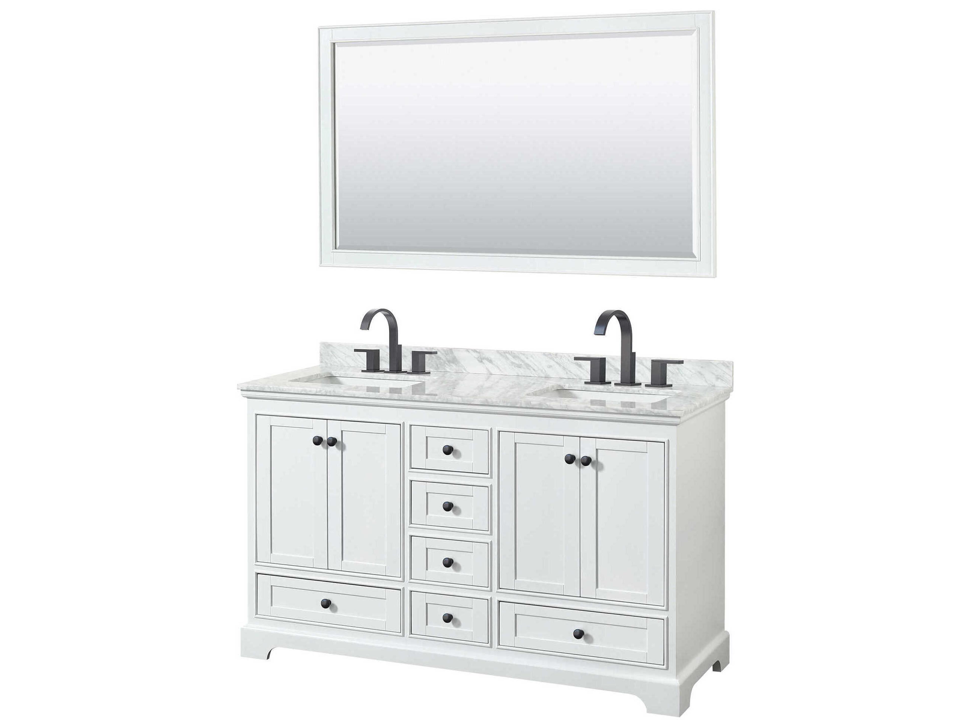 Wyndham Collection Deborah 60" White Vanity with 58" Mirror