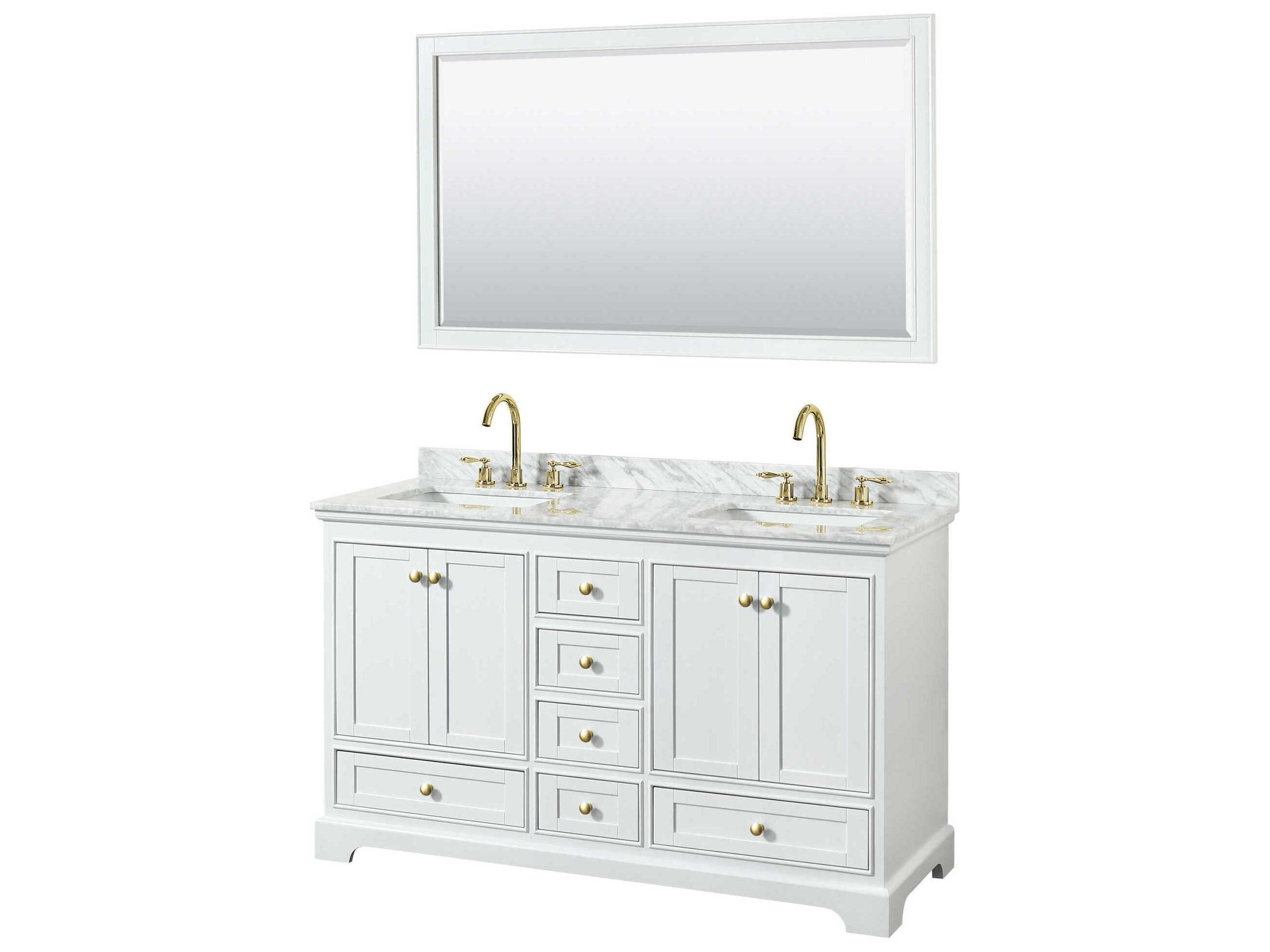 Wyndham Collection Deborah 60" White Vanity with 58" Mirror