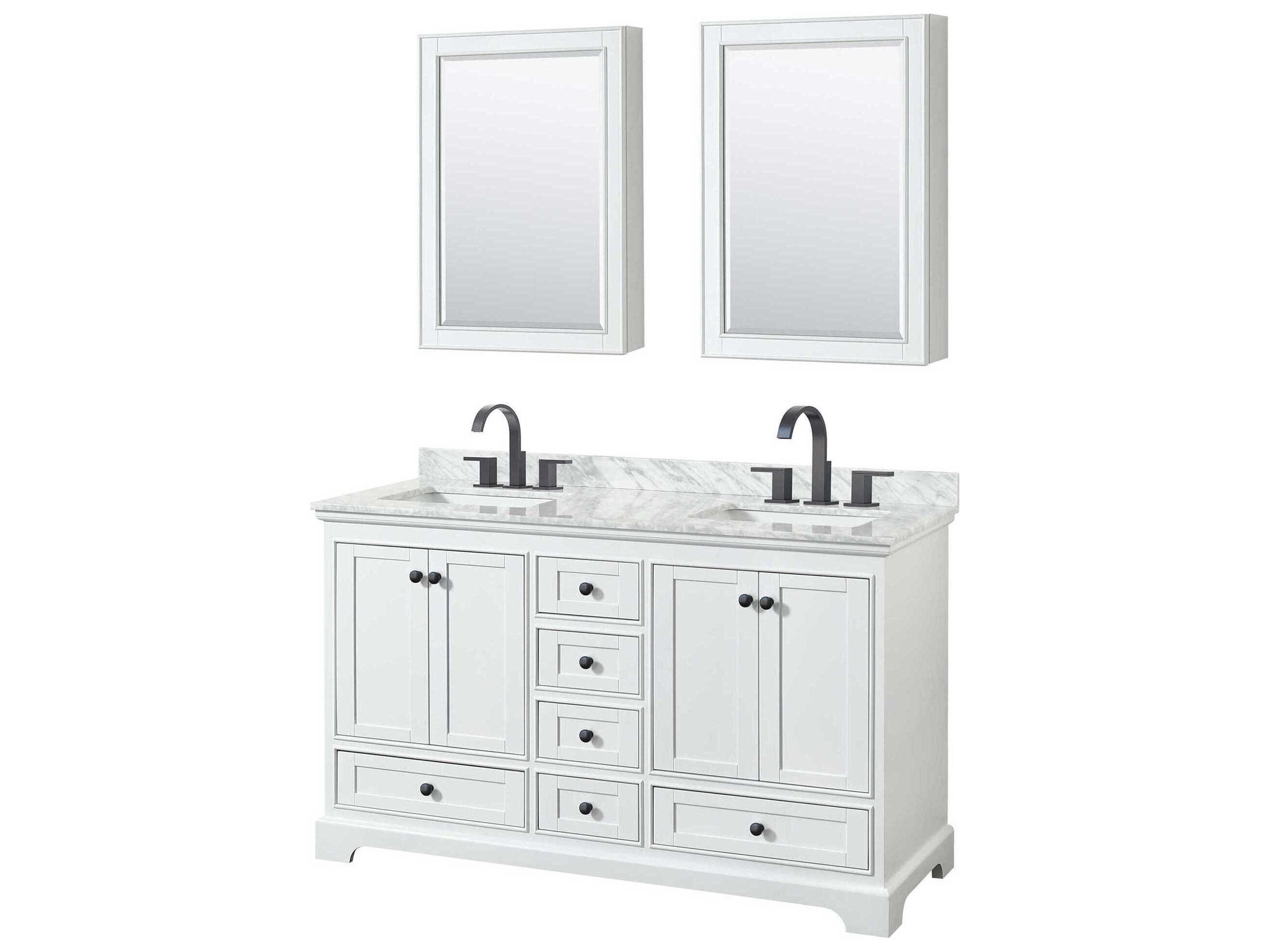 Wyndham Collection Deborah 60" White Vanity with Medicine Cabinet