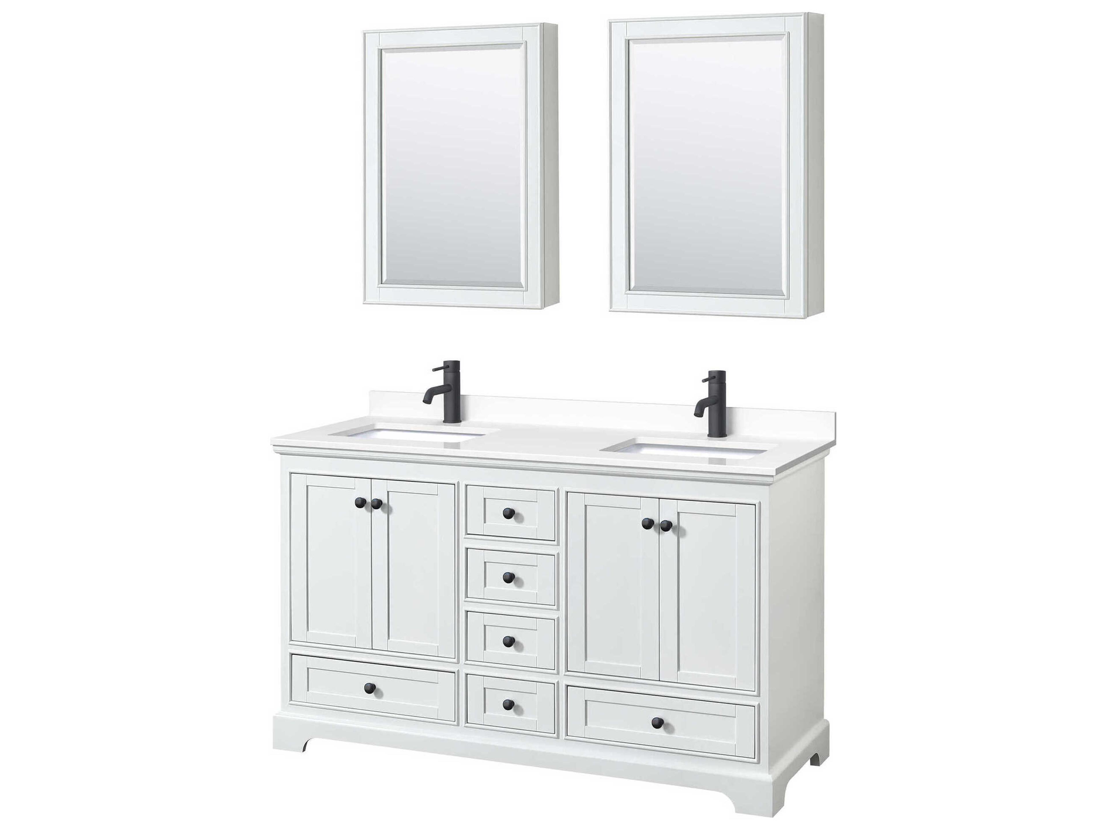 Wyndham Collection Deborah 60" White Vanity with Medicine Cabinet