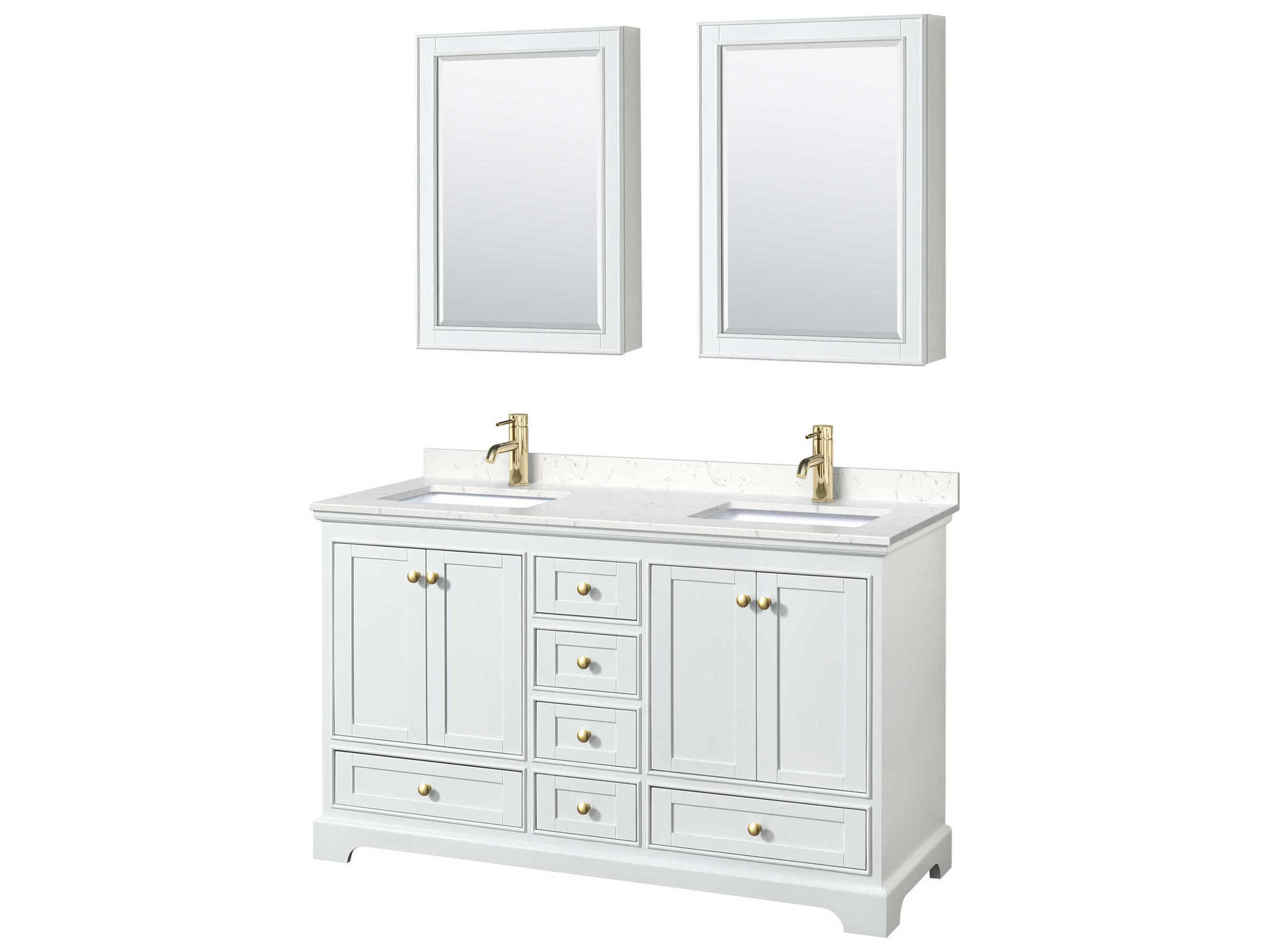 Wyndham Collection Deborah 60" White Vanity with Medicine Cabinet