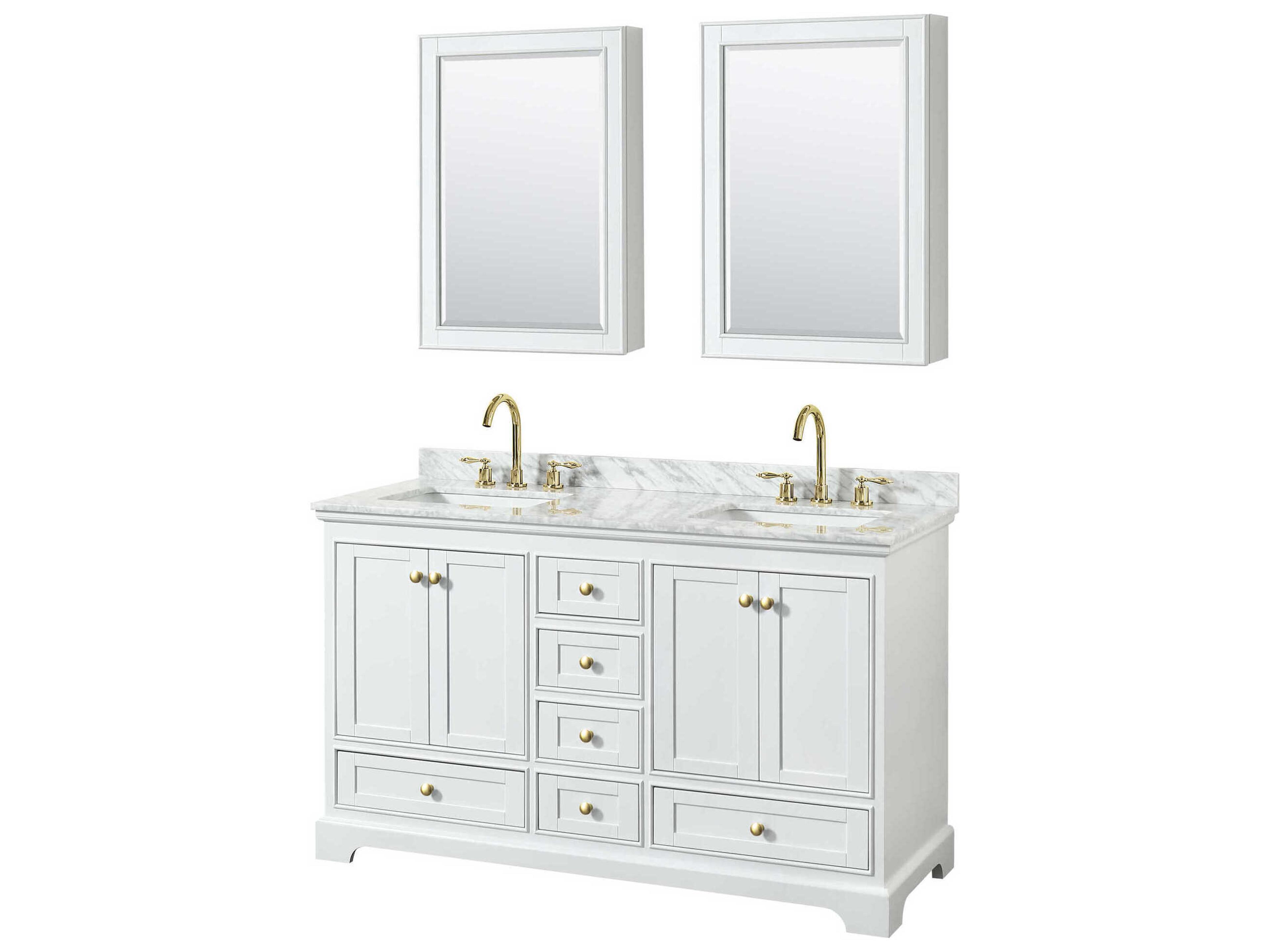 Wyndham Collection Deborah 60" White Vanity with Medicine Cabinet