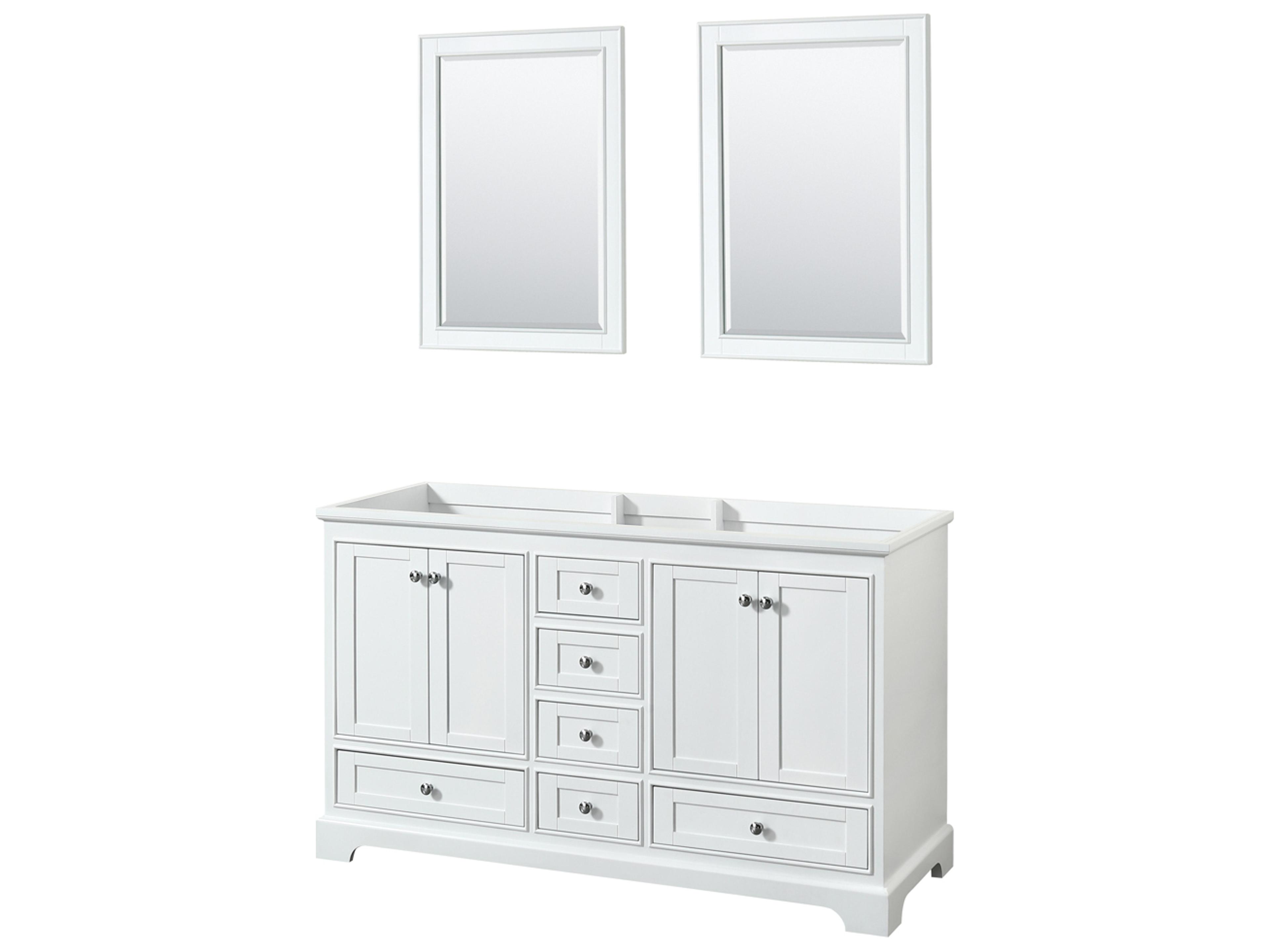 Wyndham Collection Deborah 59" White Vanity with 24" Mirror