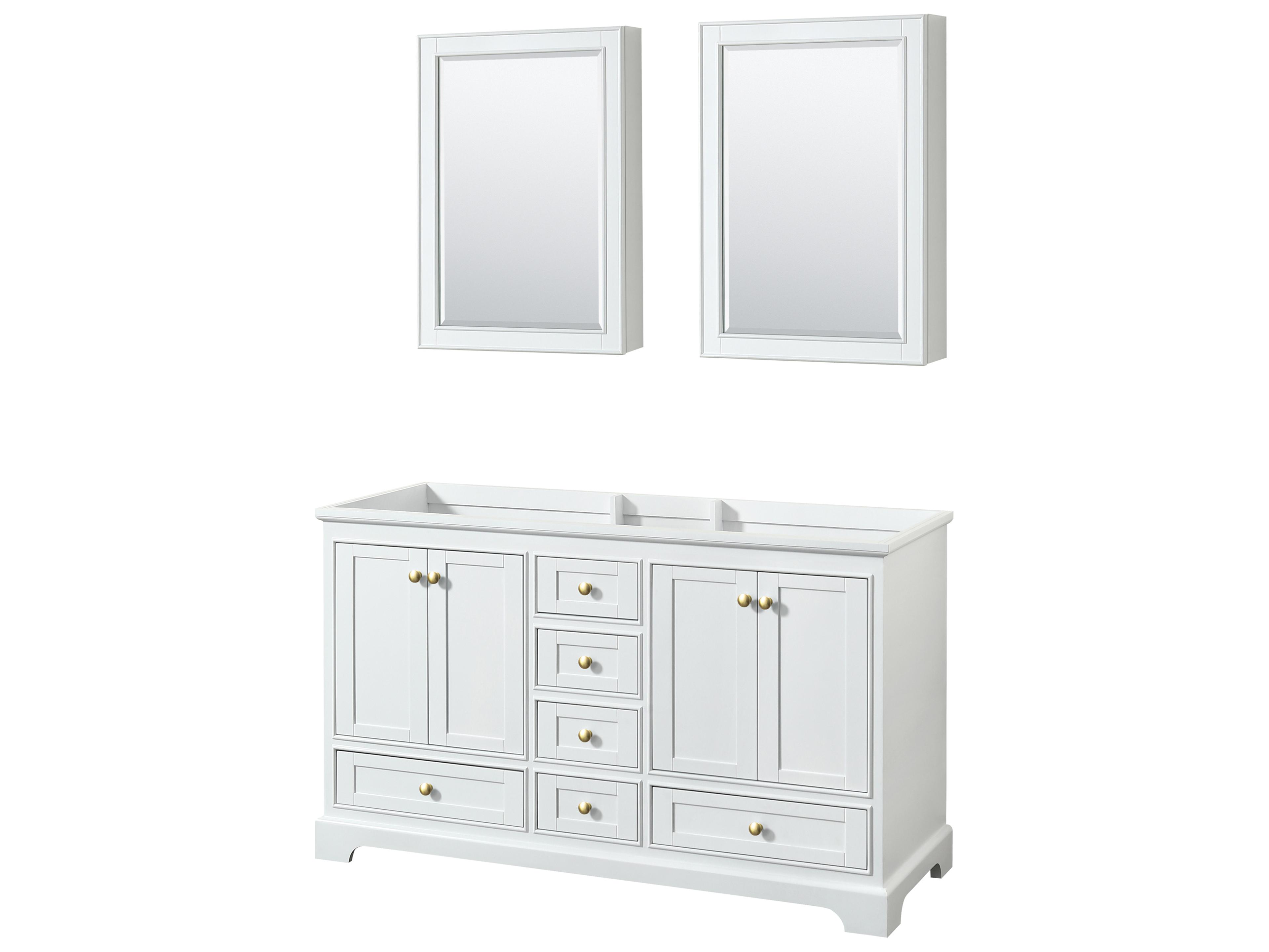 Wyndham Collection Deborah 59" White Vanity with Medicine Cabinet