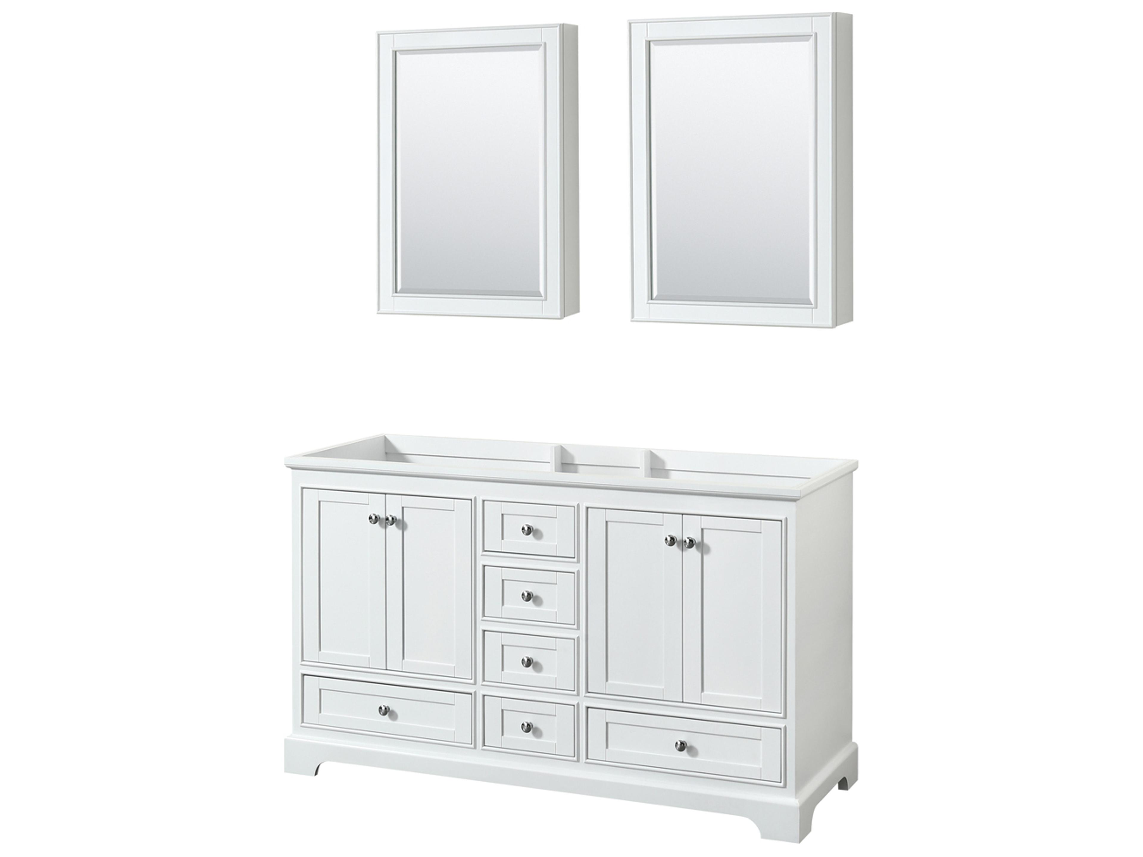 Wyndham Collection Deborah 59" White Vanity with Medicine Cabinet