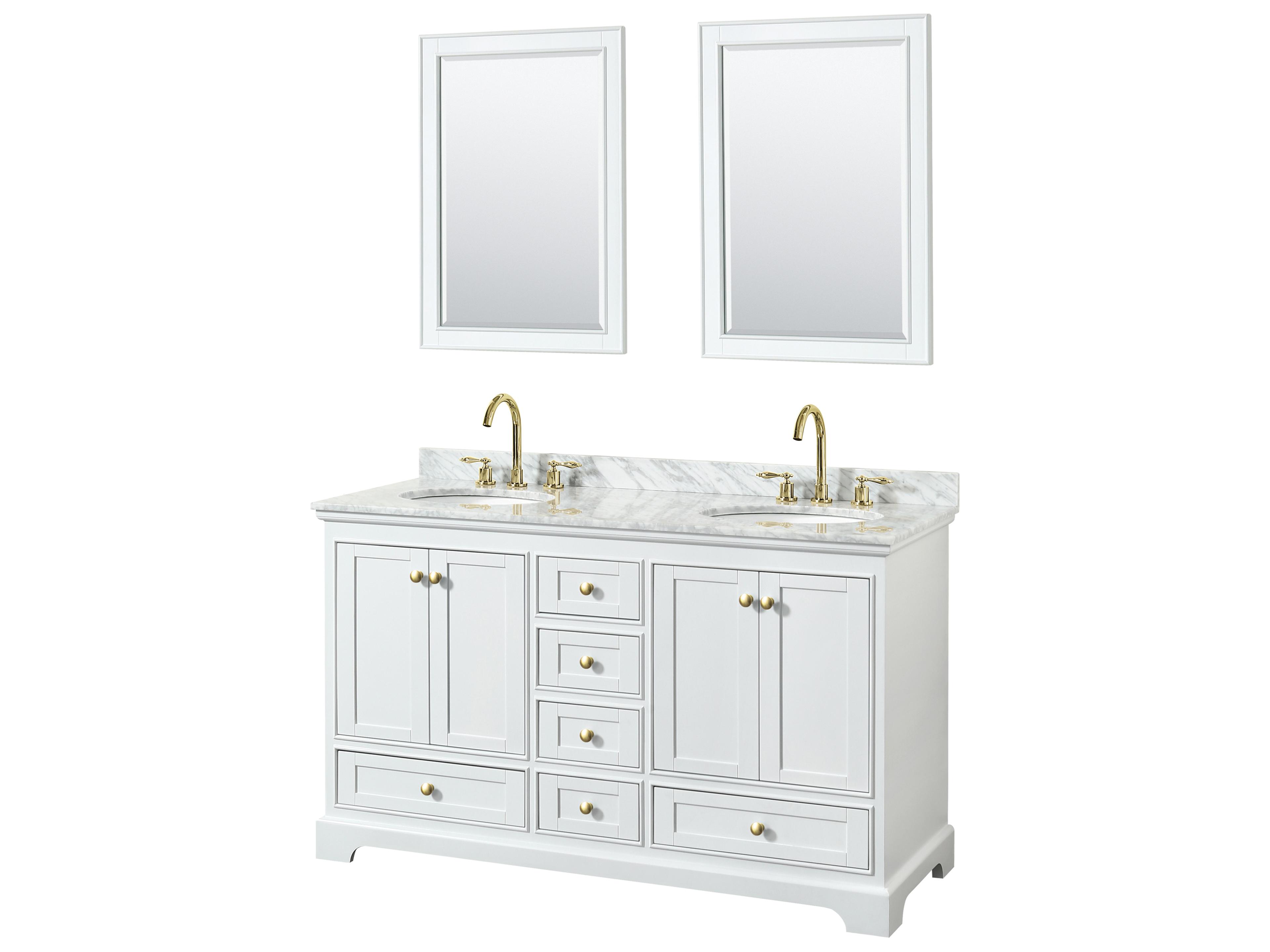 Wyndham Collection Deborah 60" White Vanity with 24" Mirror
