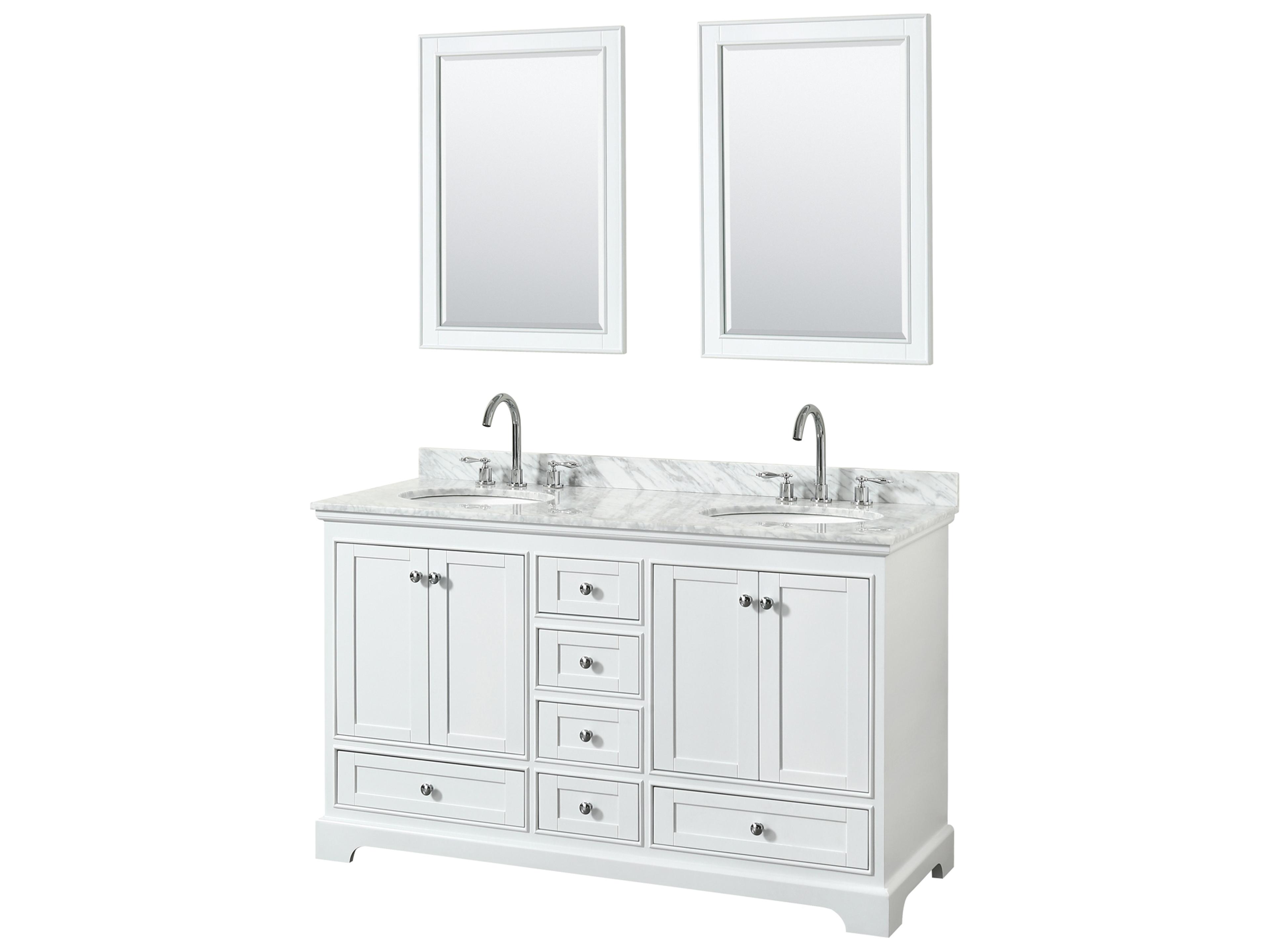 Wyndham Collection Deborah 60" White Vanity with 24" Mirror