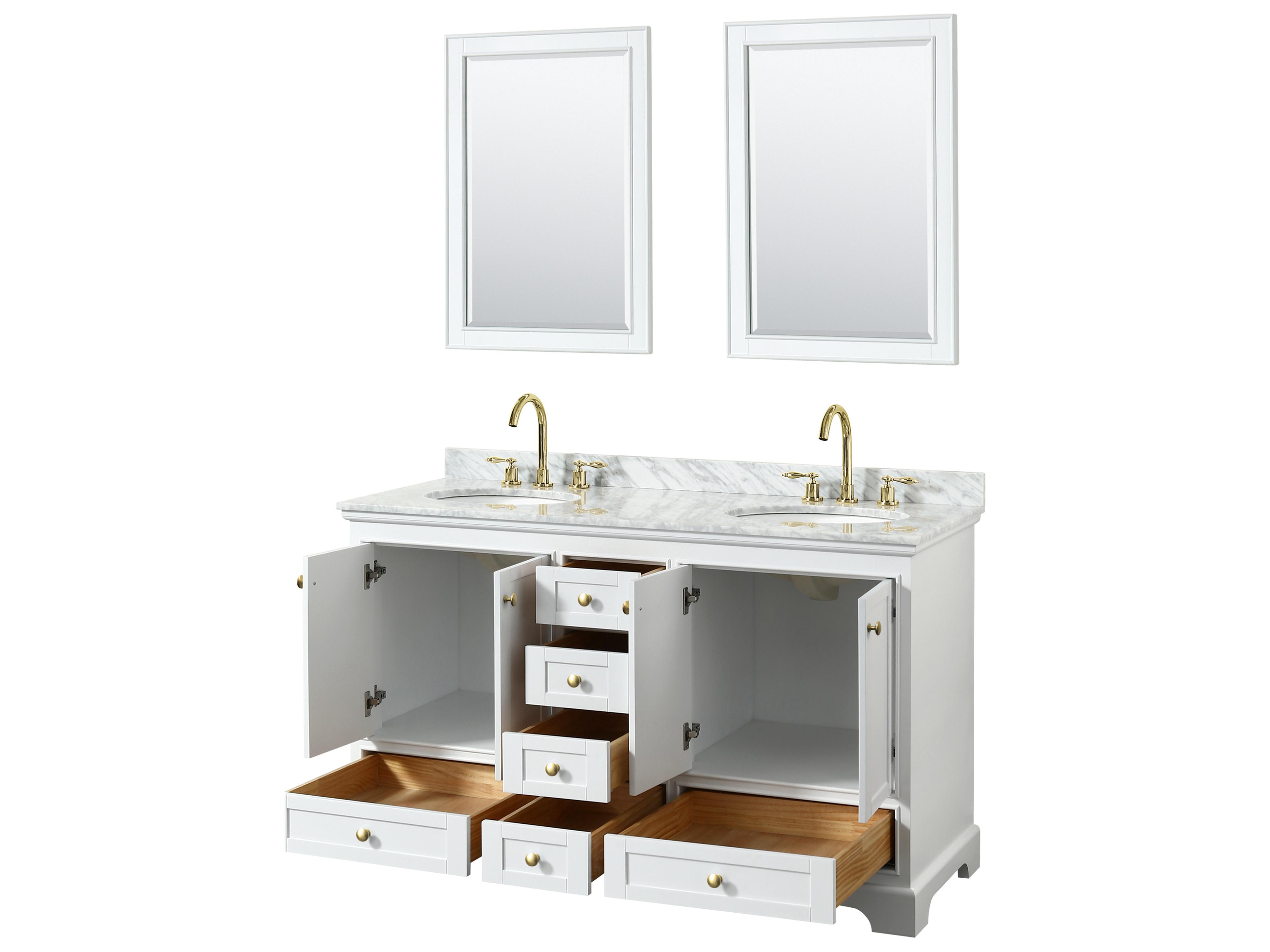 Wyndham Collection Deborah 60" White Vanity with 24" Mirror