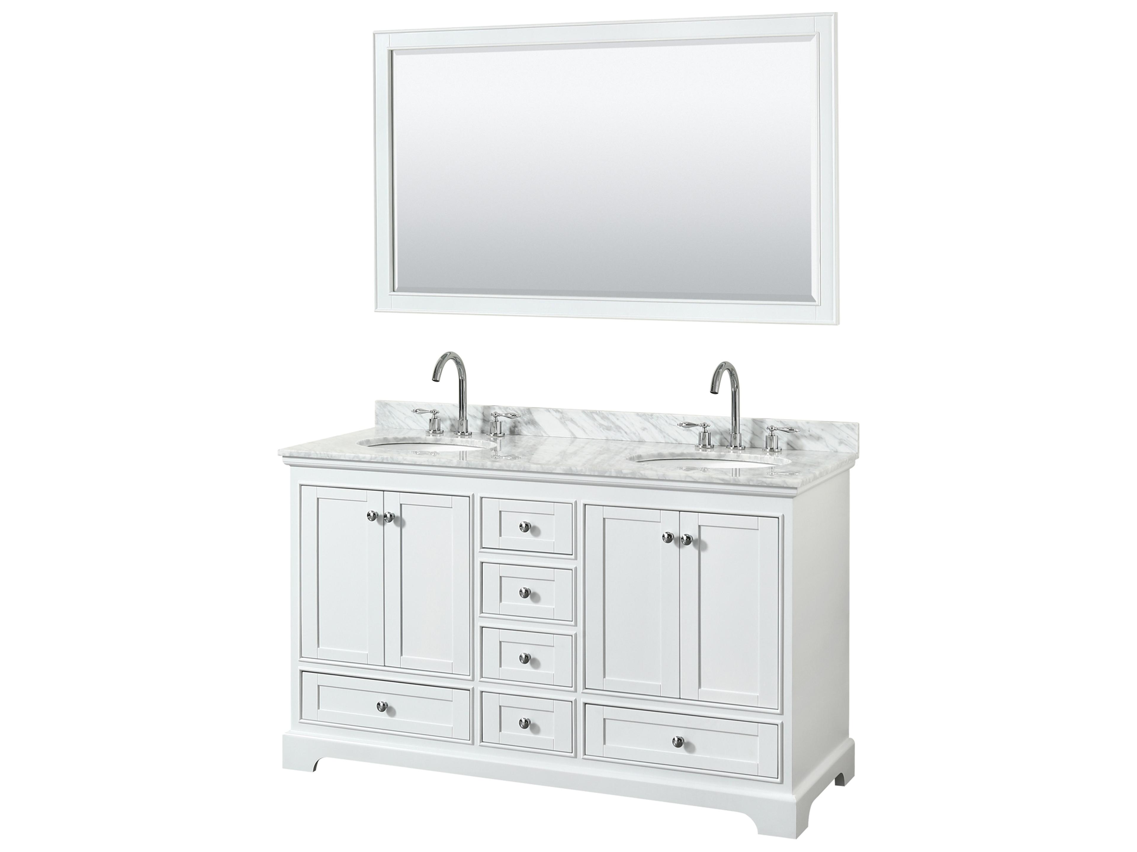 Wyndham Collection Deborah 60" White Vanity with 58" Mirror