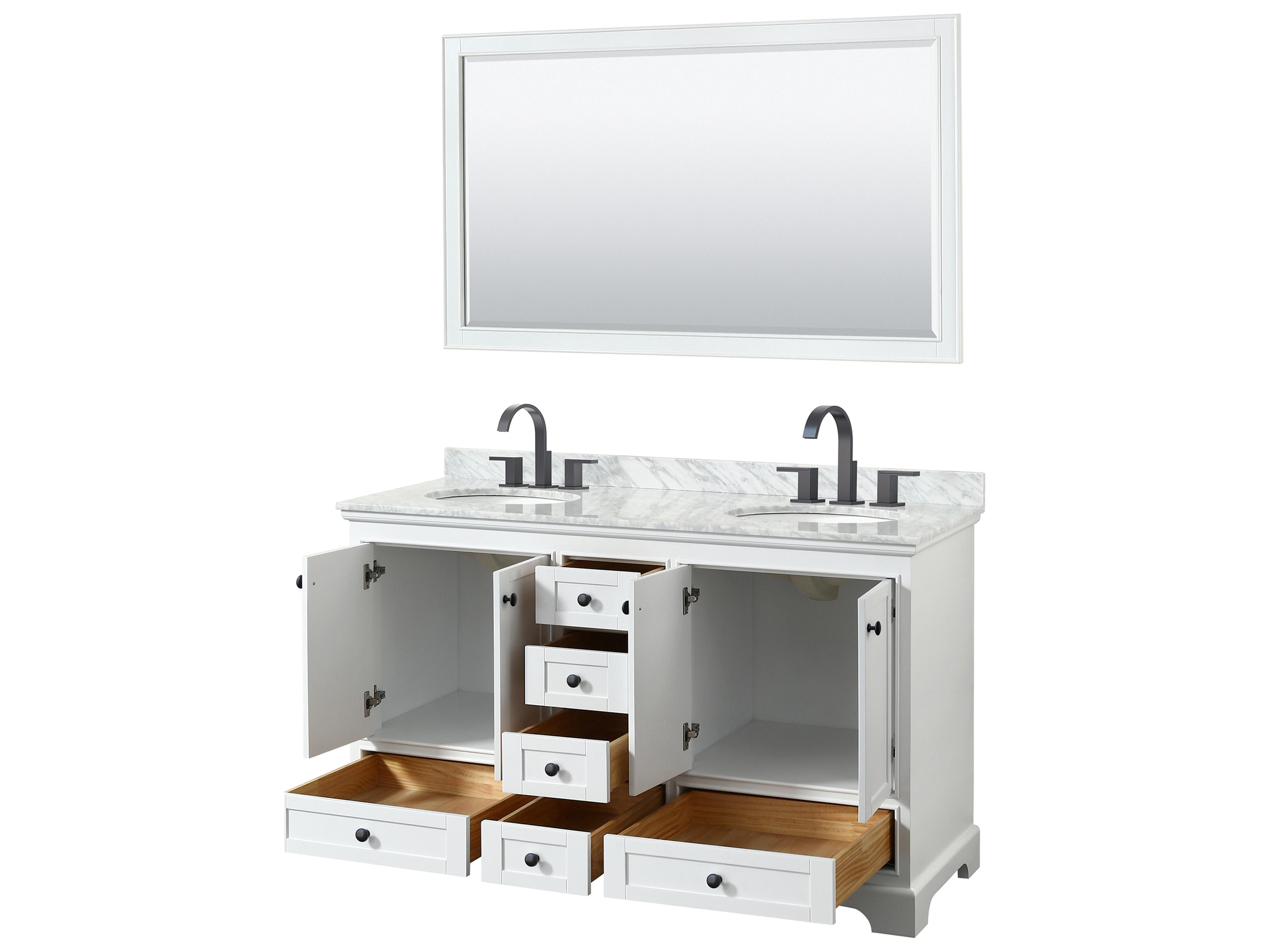 Wyndham Collection Deborah 60" White Vanity with 58" Mirror