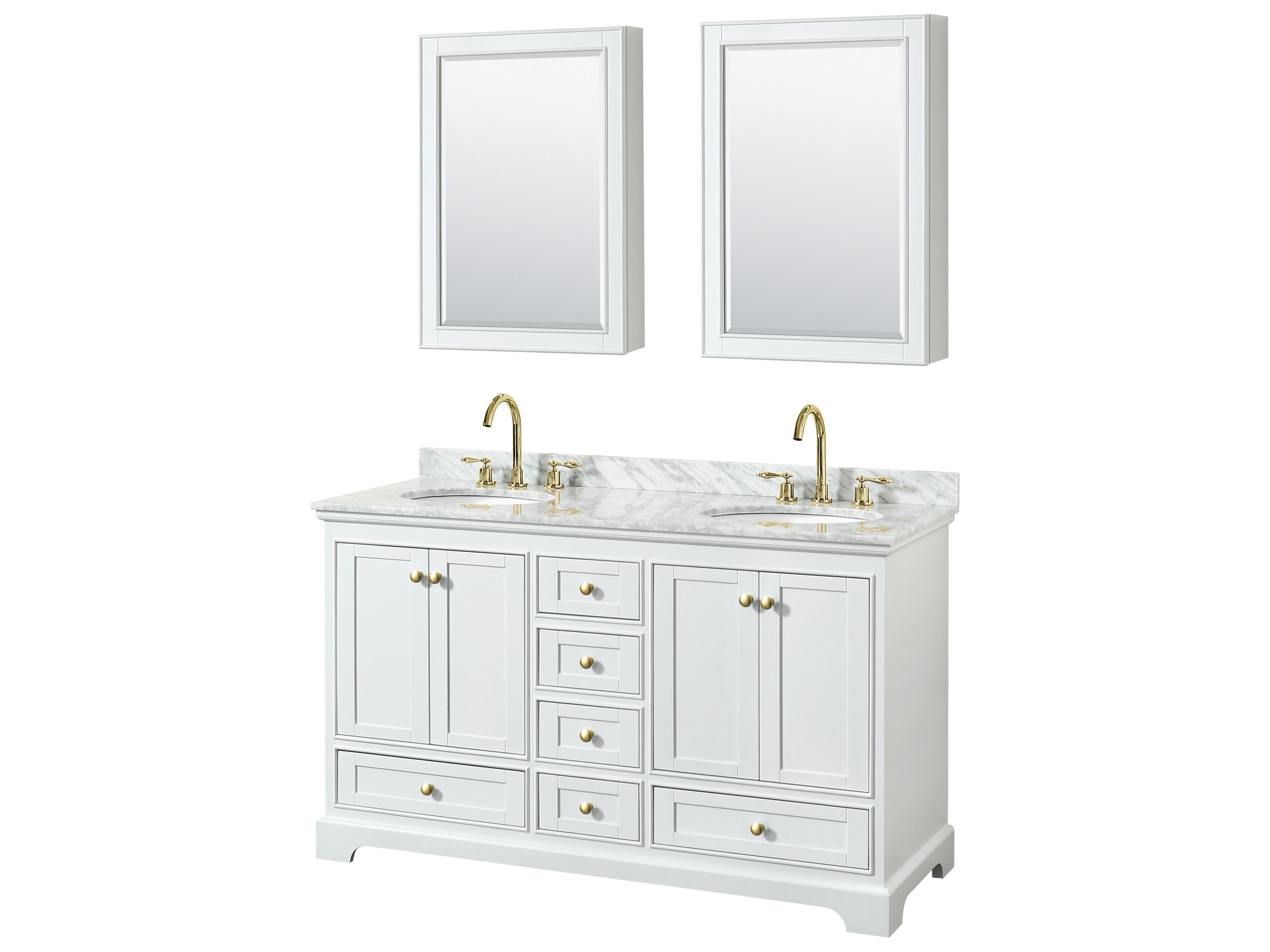 Wyndham Collection Deborah 60" White Vanity with Medicine Cabinet